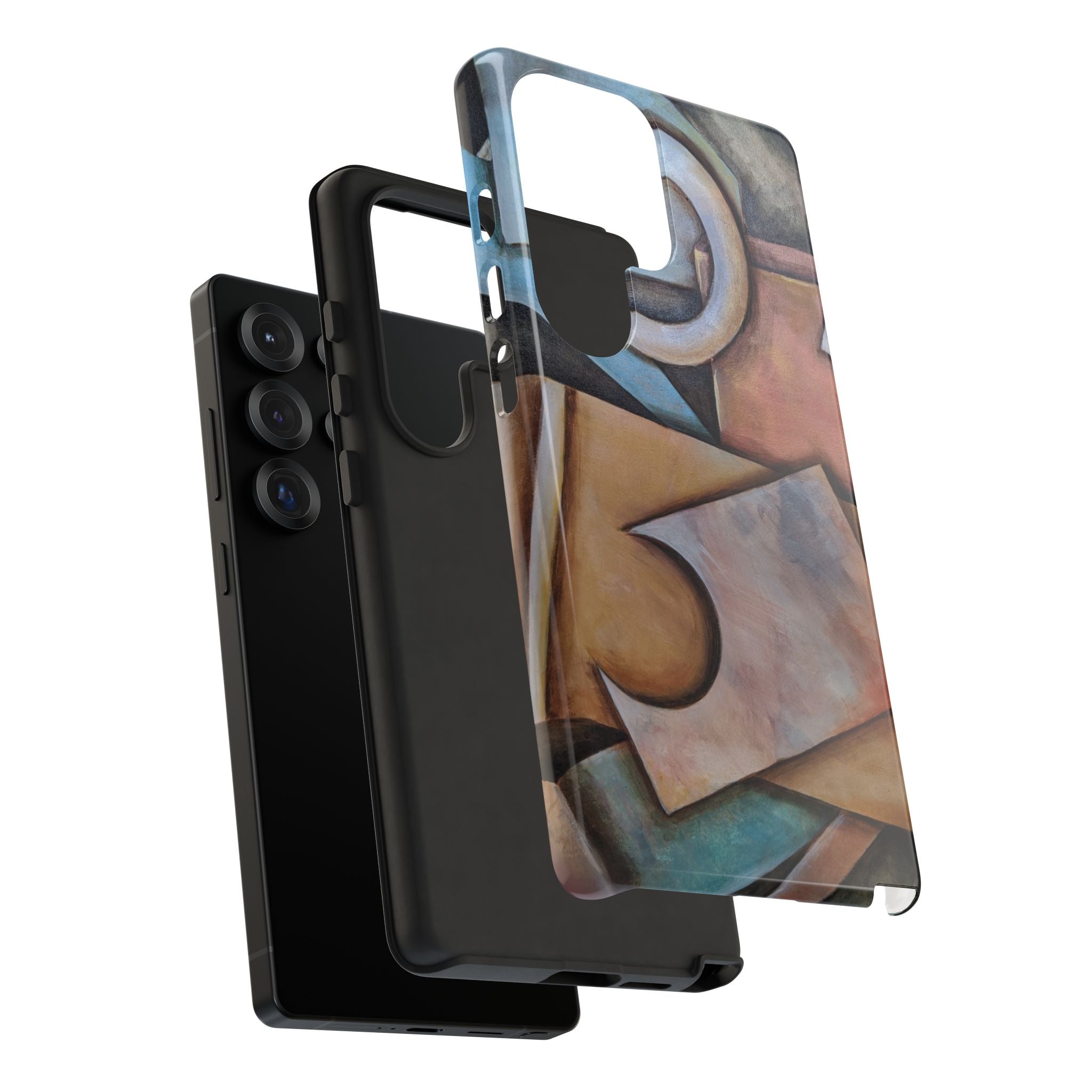 Abstract Geometric Tough Phone Case – Modern Cubist Art Protection