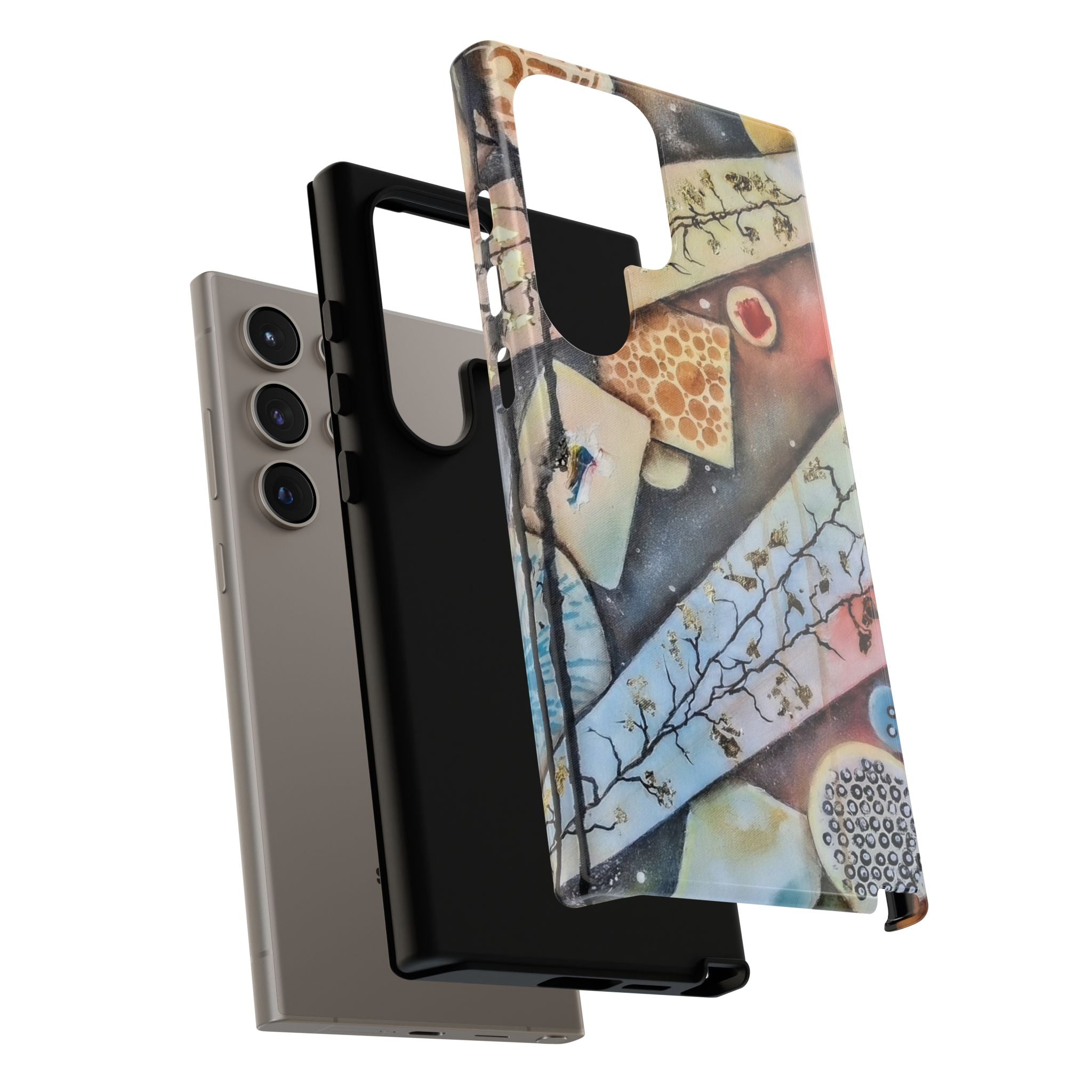 GOLDEN CARTOGRAPHY OF THE UNSEEN - Artistic Botanical Phone Case – Watercolor Nature Pattern Tough Case