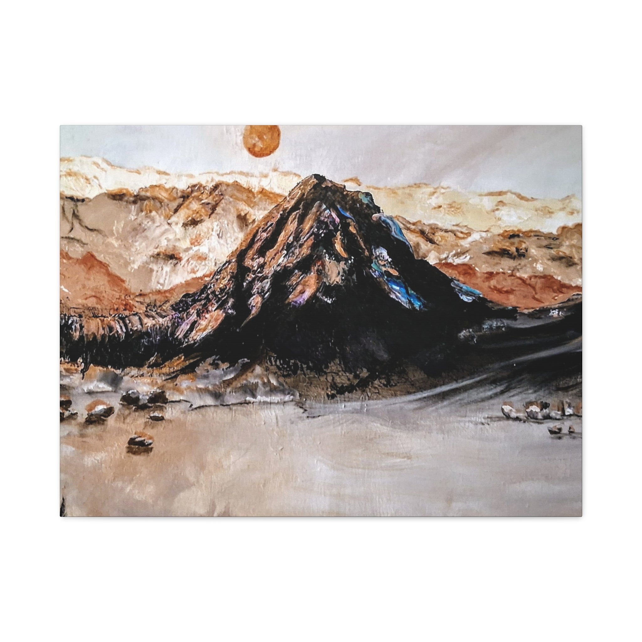 MOON OVER THE MOUNTAINS - Abstract Mountain Landscape Canvas Print — Matte Stretched Wall Art