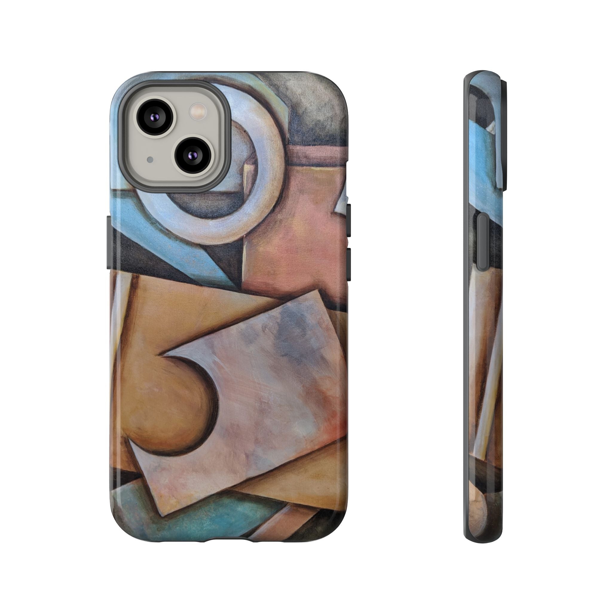 Abstract Geometric Tough Phone Case – Modern Cubist Art Protection