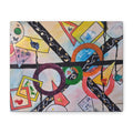 SERCHING FOR GREATNESS - Abstract Geometric Canvas Print — Colorful Rings & Cards Matte Stretched Wall Art