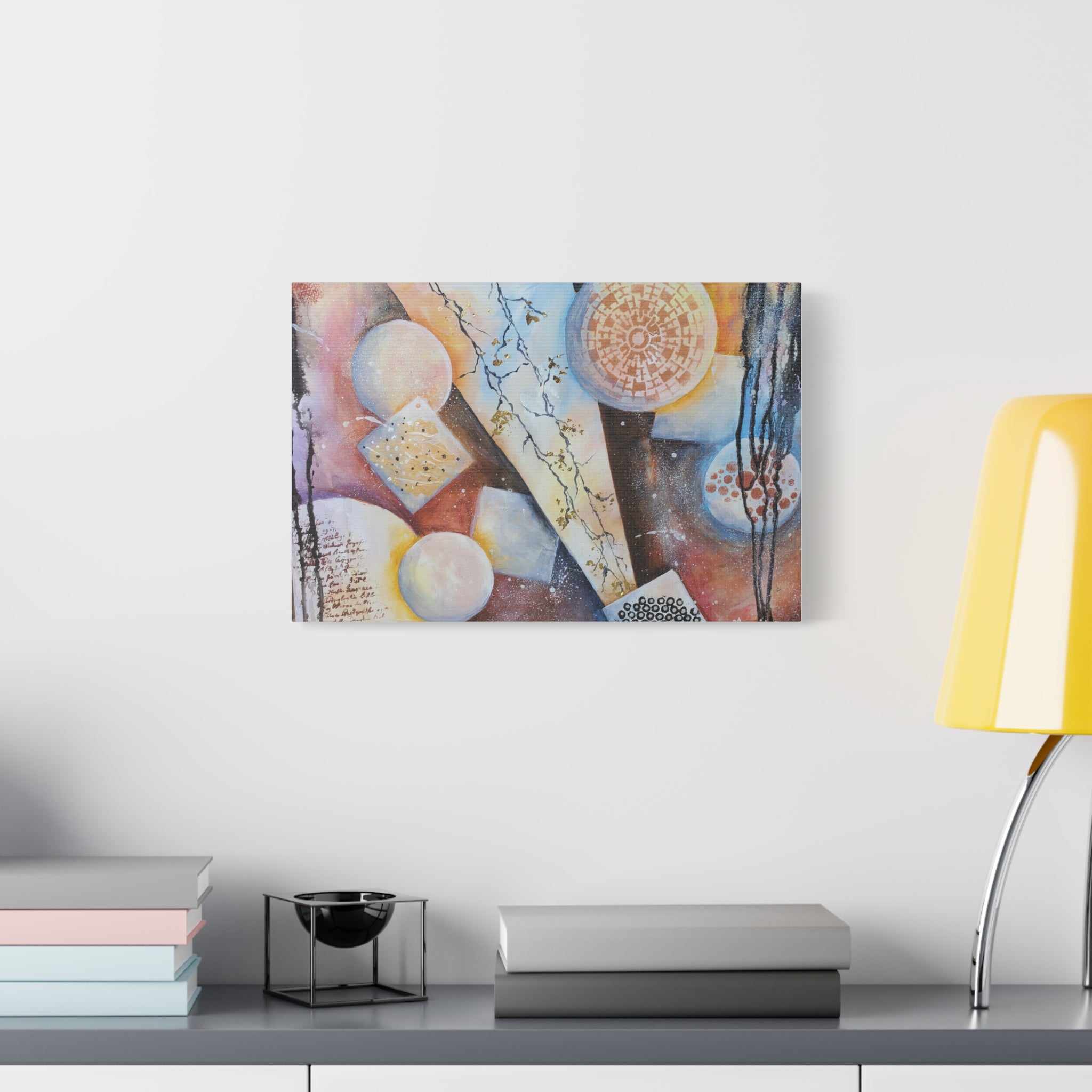 GOLDEN CARTOGRAPHY OF THE FIRE MERIDIAN - Abstract Geometric Canvas Art – Modern Stretched Matte Wall Decor
