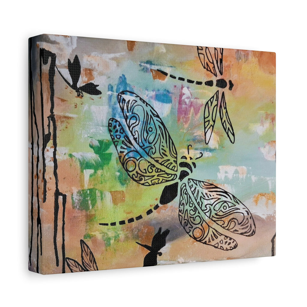 Dragonfly Wall Art Canvas — Colorful Boho Stretched Canvas Print