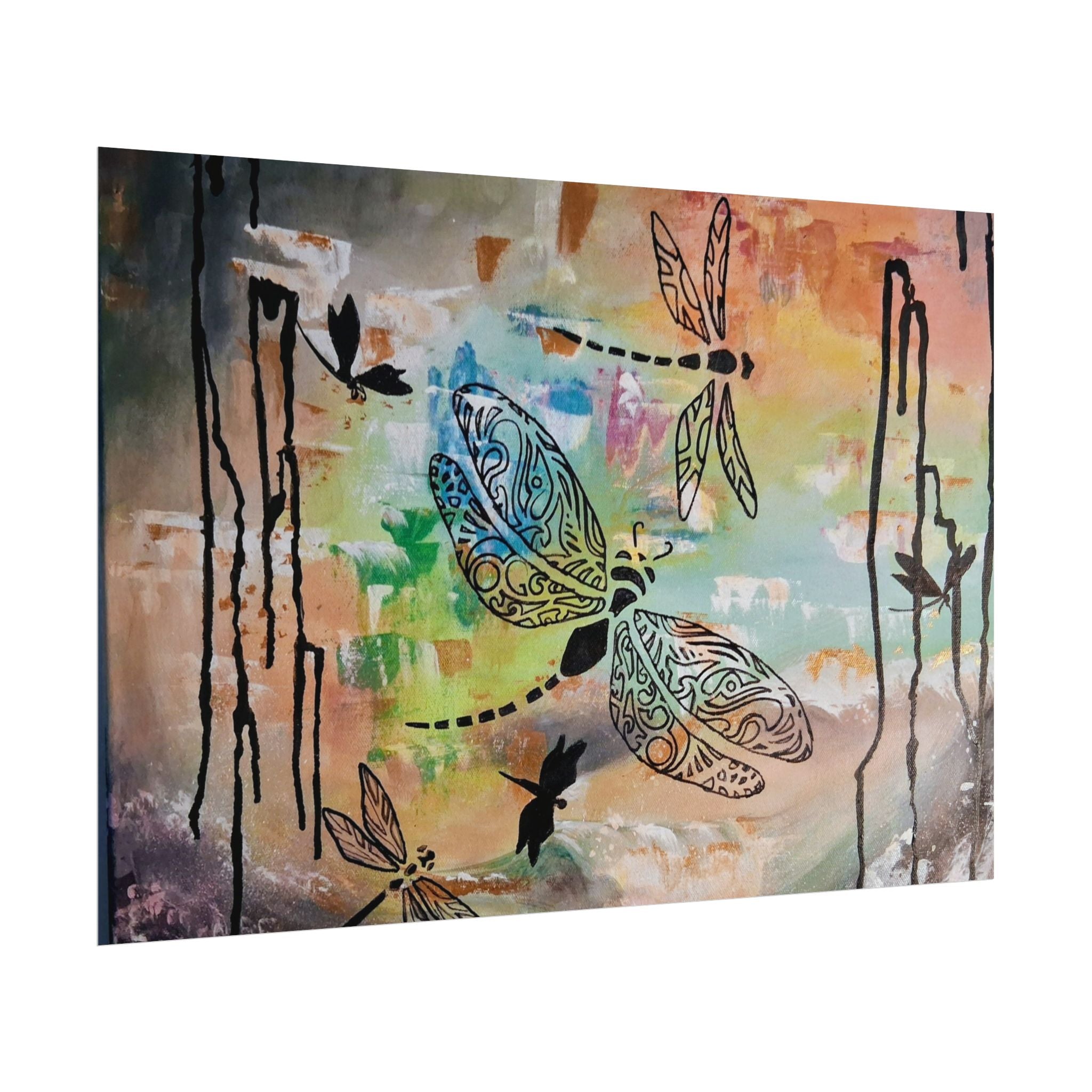 GUARDIANS OF THE LAND - Dragonfly Art Poster — Textured Matte Wall Print