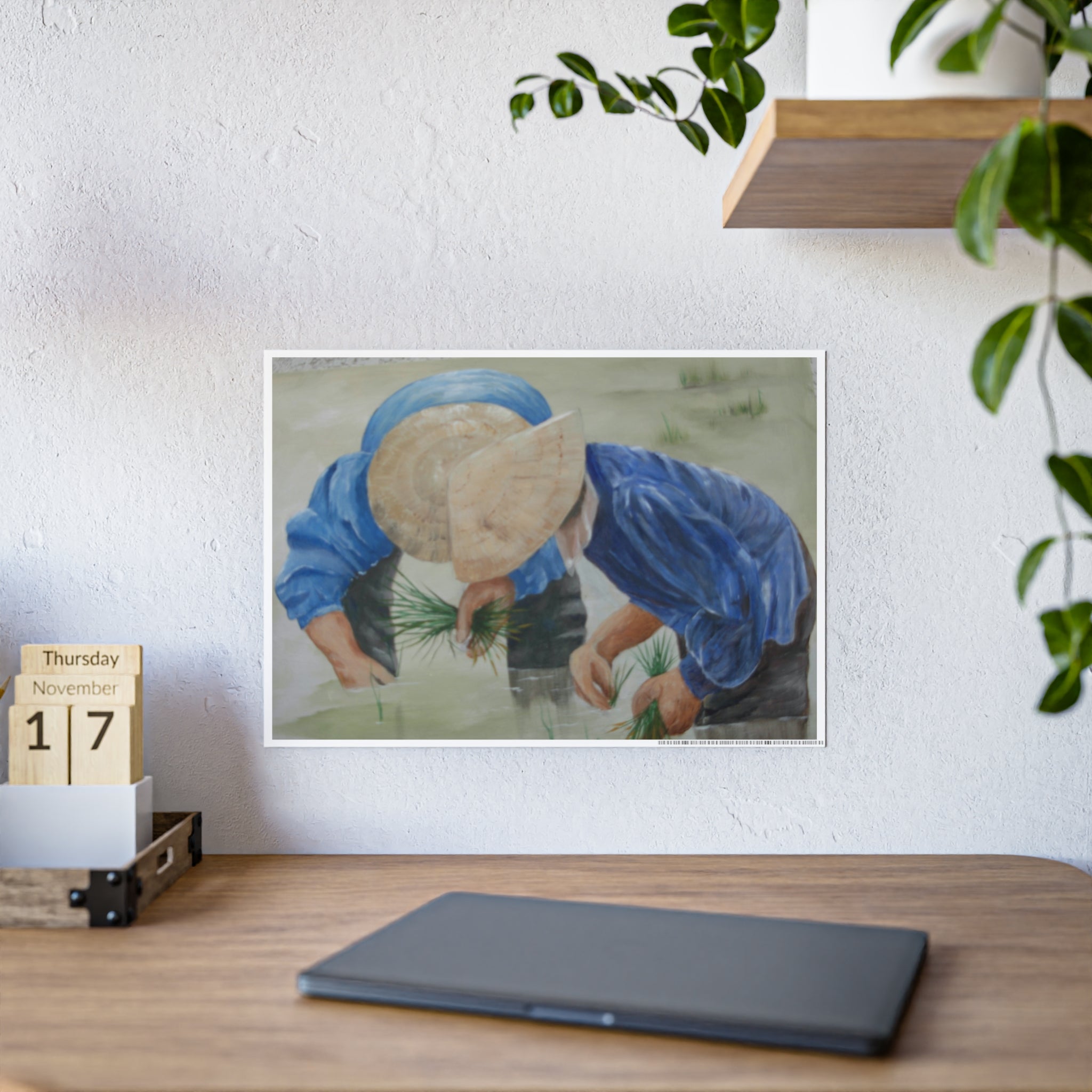 THE RICE PLANTERS - Gloss Poster – Rice Field Farmers Art Print (Vietnamese Farming Scene)