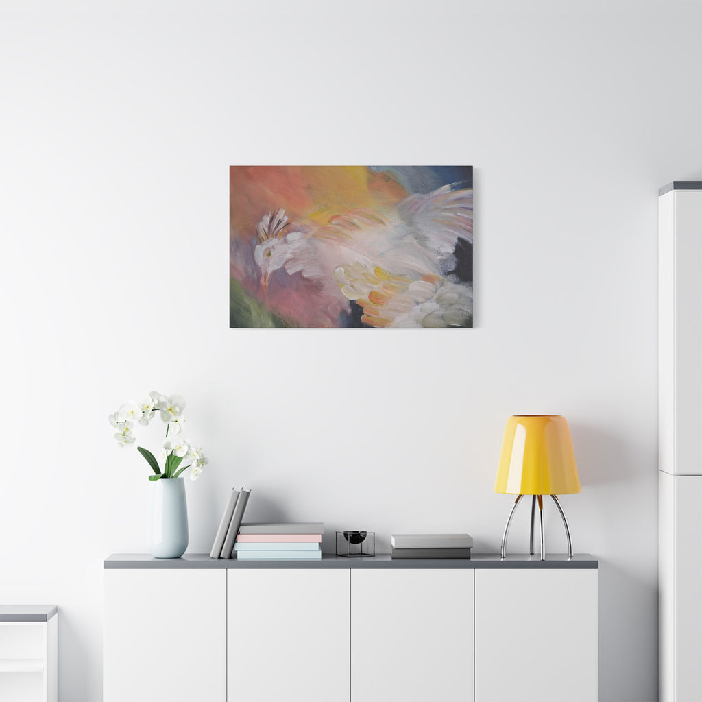RISE OF THE RADIENT HEN - Art Canvas Print — Soft Pastel Bird Wall Art, Matte Stretched 1.25"
