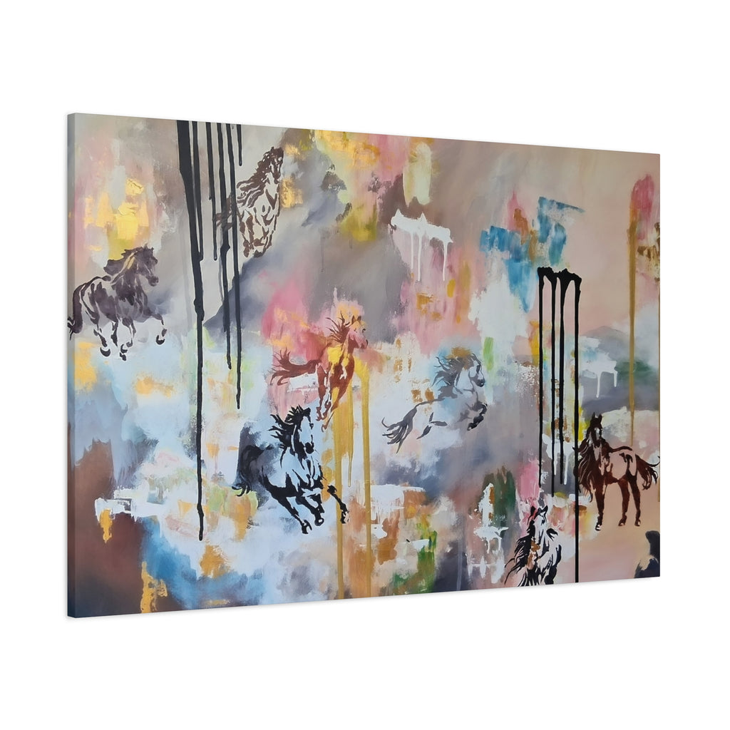 GUARDIANS OF THE QUIET PLAINS - Abstract Gallop Canvas Print — Matte Stretched Wall Art