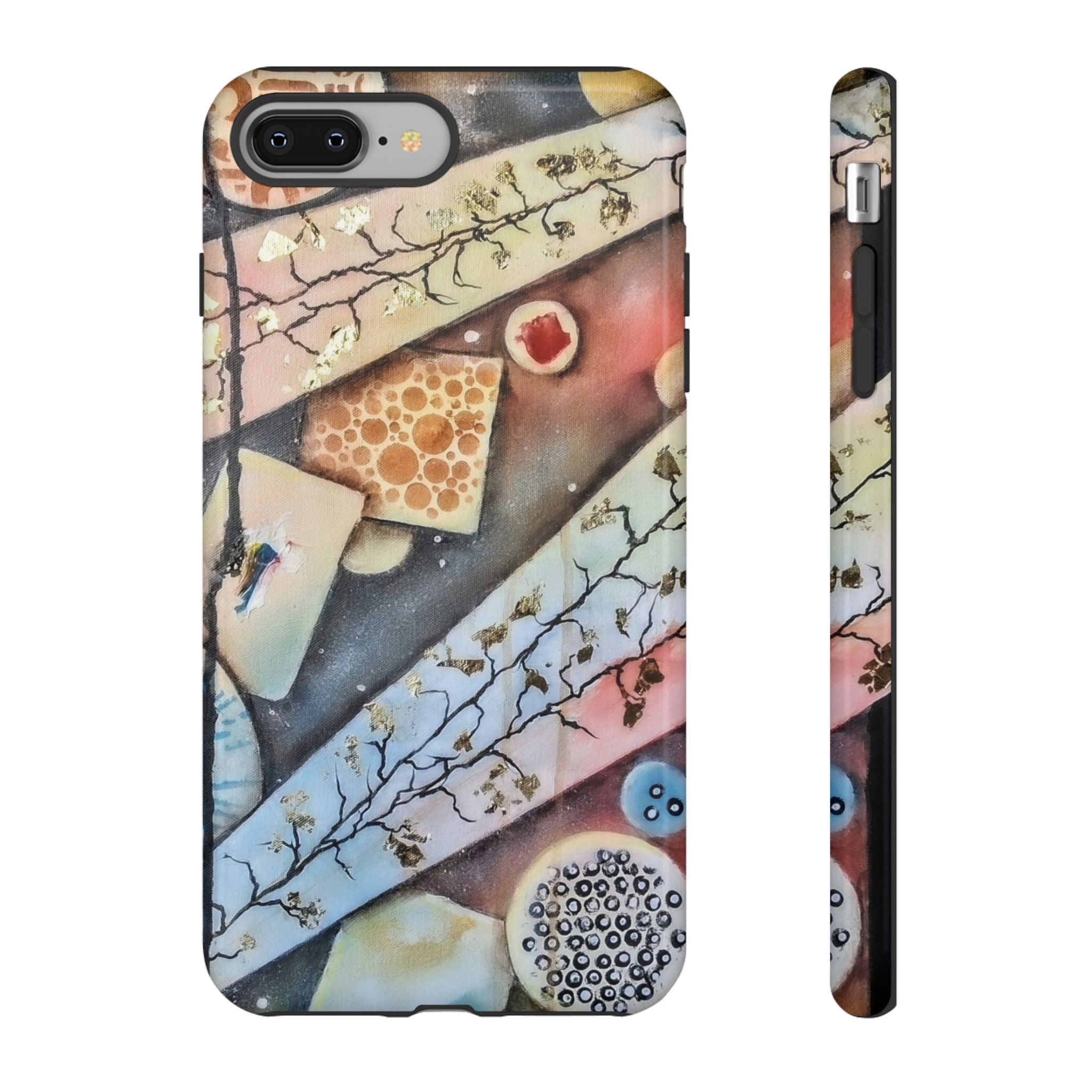 GOLDEN CARTOGRAPHY OF THE UNSEEN - Artistic Botanical Phone Case – Watercolor Nature Pattern Tough Case