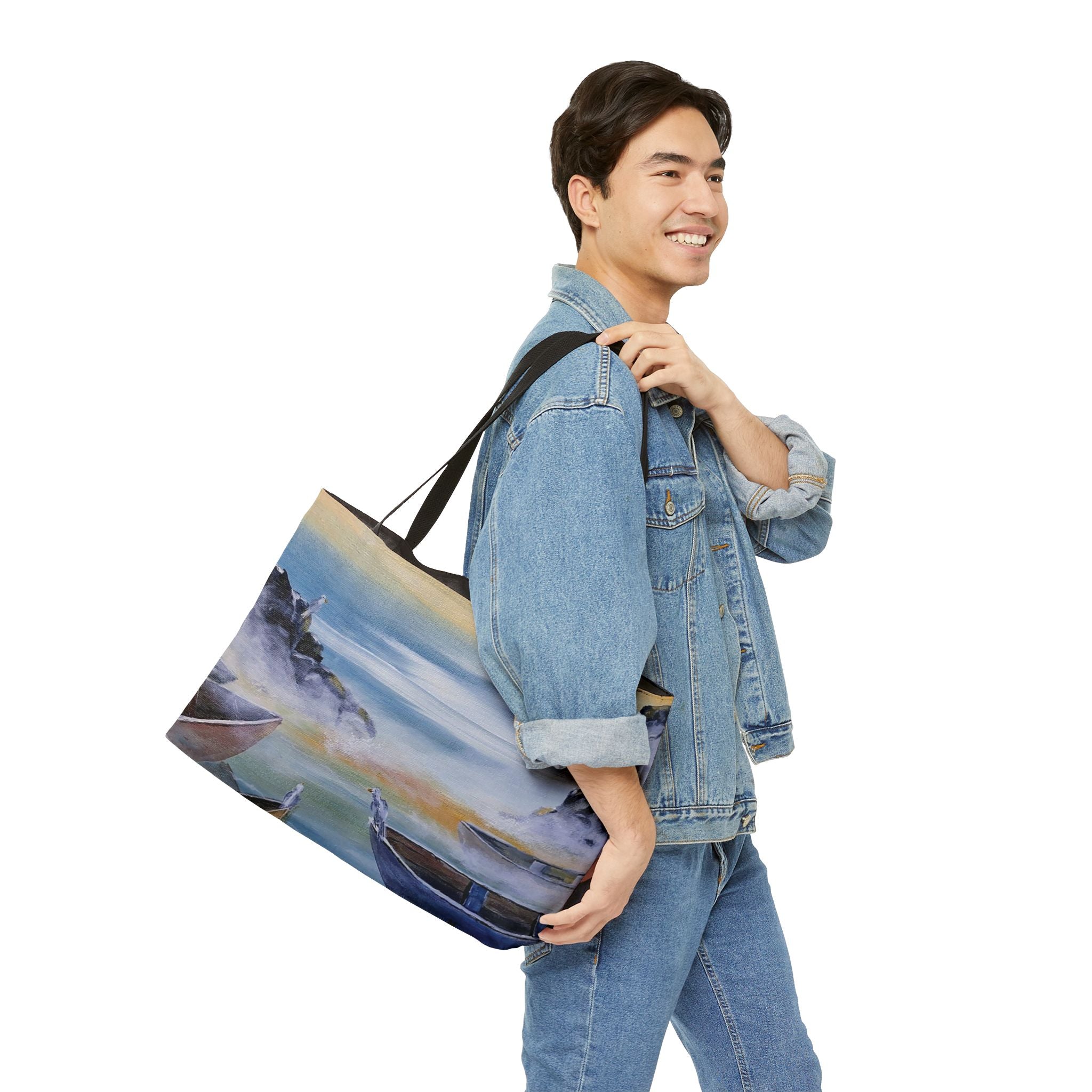 IN FOR THE NIGHT - Weekender Tote Bag — Misty Lake Boats Scenic Travel Weekend Bag