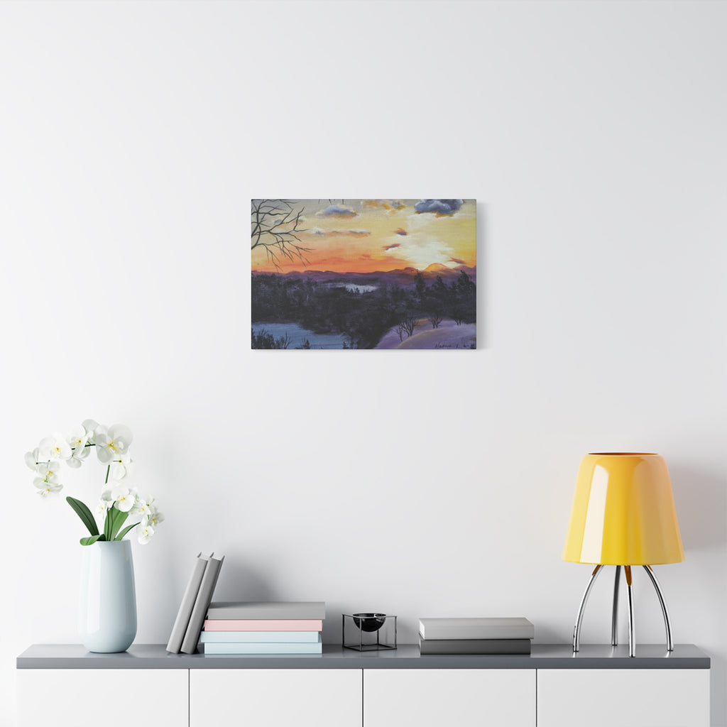 EVENING IN THE SHANDOAH VALLY - Sunset Winter Landscape Canvas Print — Matte Stretched Wall Art