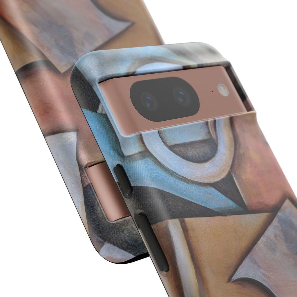 Abstract Geometric Tough Phone Case – Modern Cubist Art Protection