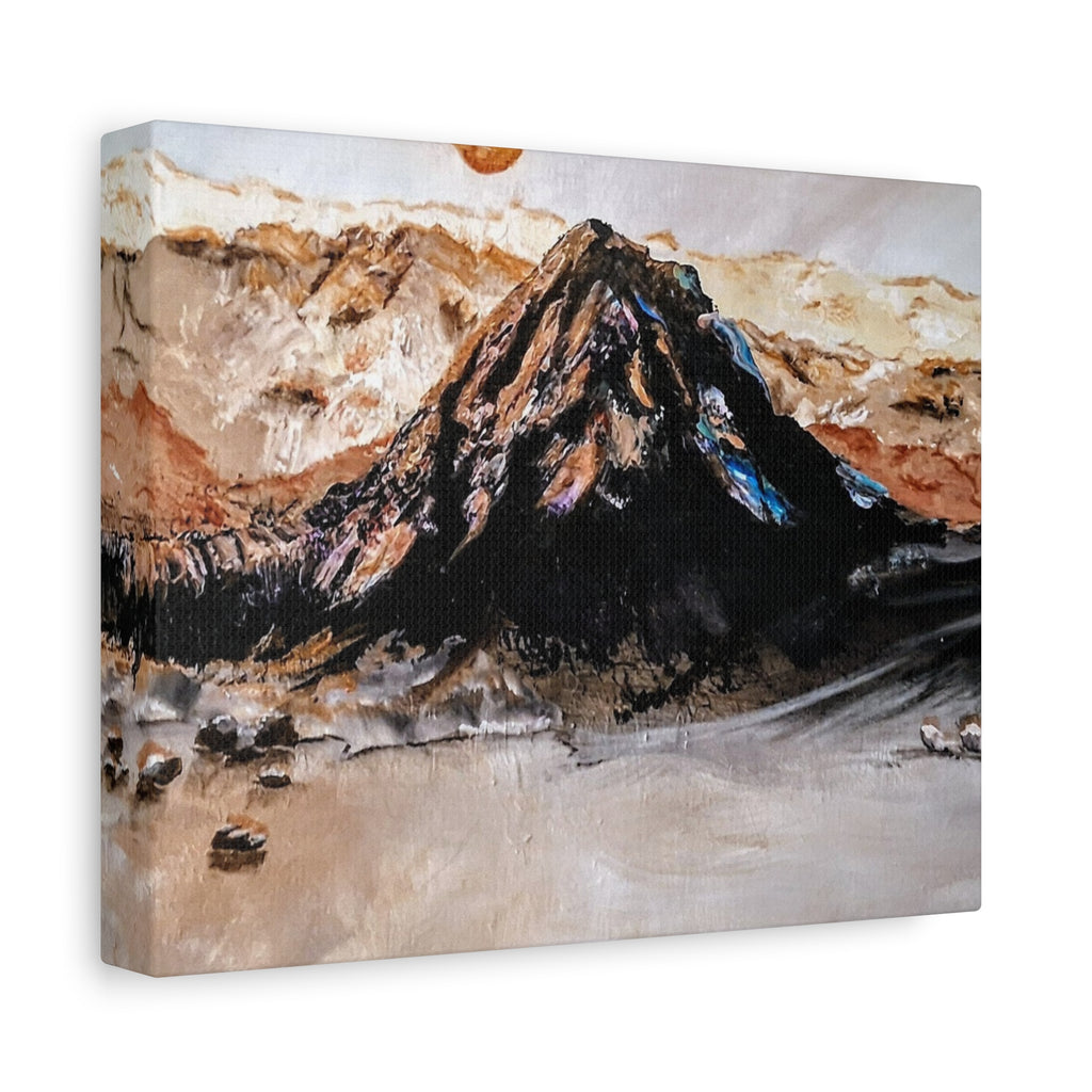 MOON OVER THE MOUNTAINS - Abstract Mountain Landscape Canvas Print — Matte Stretched Wall Art