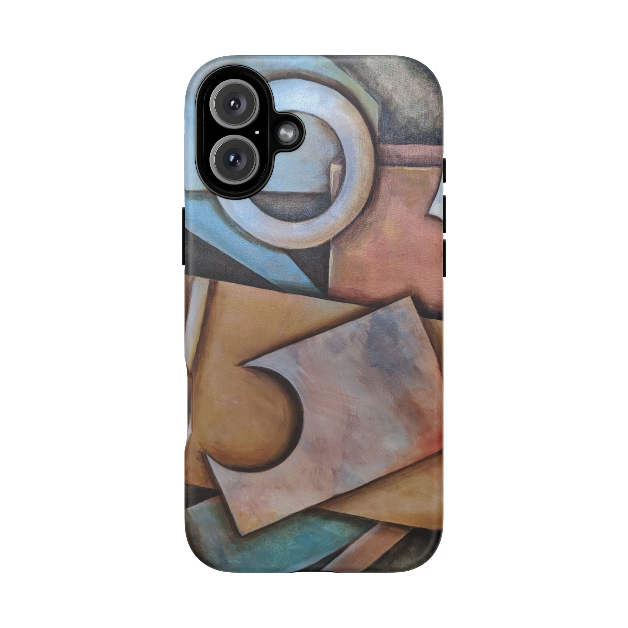 Abstract Geometric Tough Phone Case – Modern Cubist Art Protection