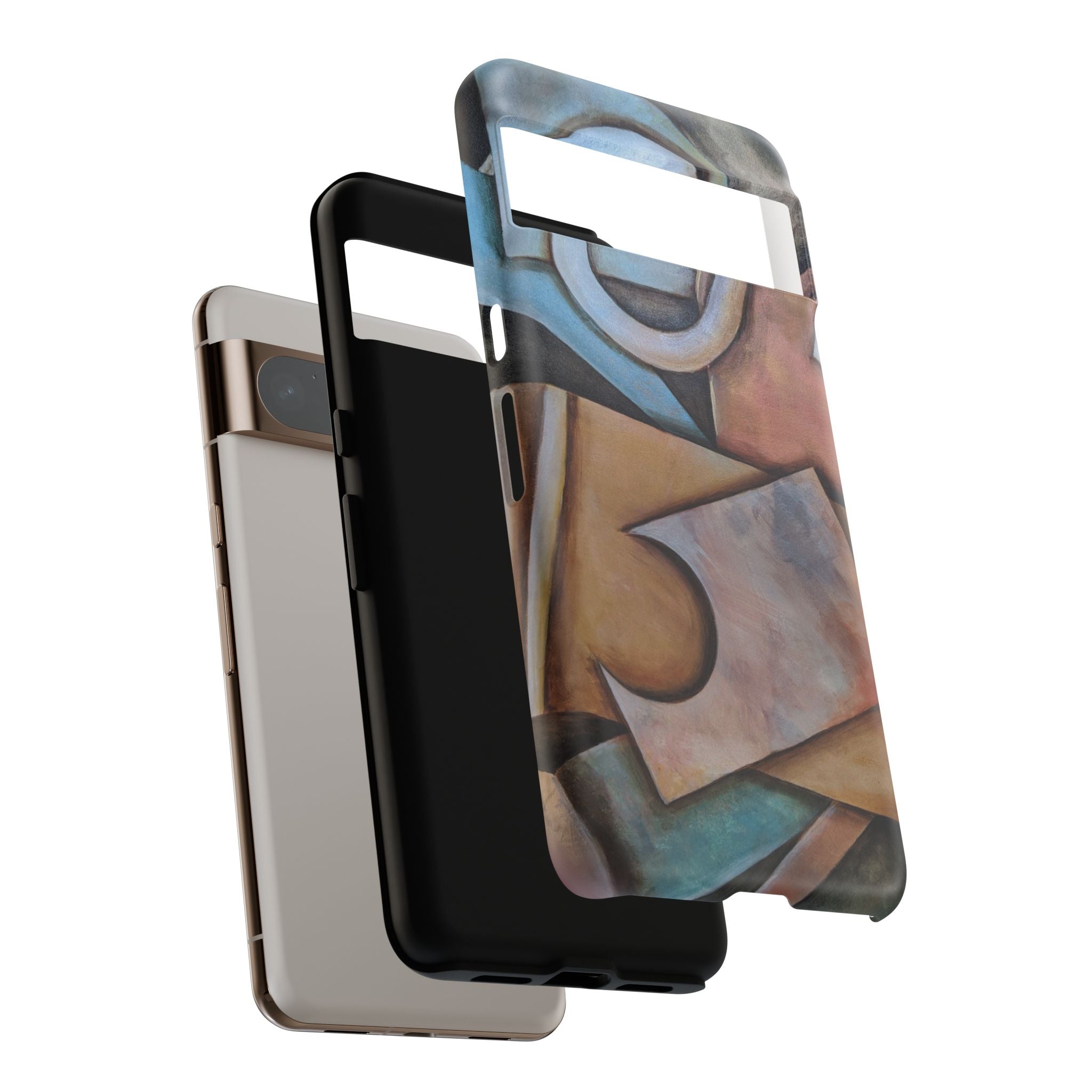 Abstract Geometric Tough Phone Case – Modern Cubist Art Protection
