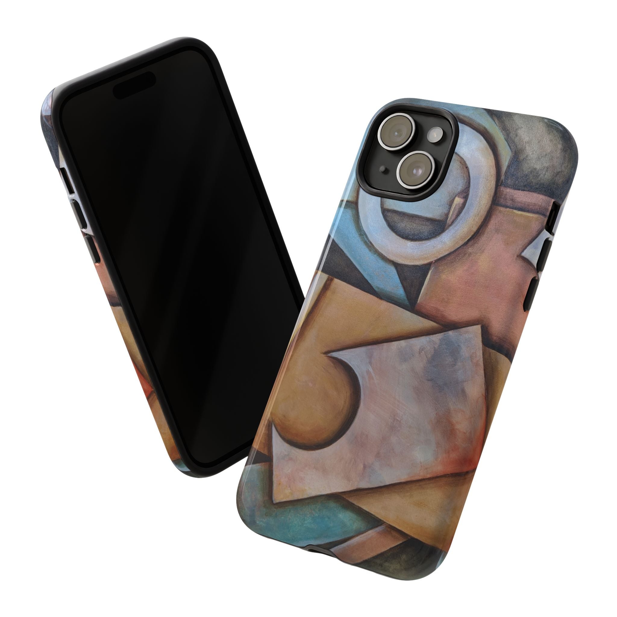 Abstract Geometric Tough Phone Case – Modern Cubist Art Protection