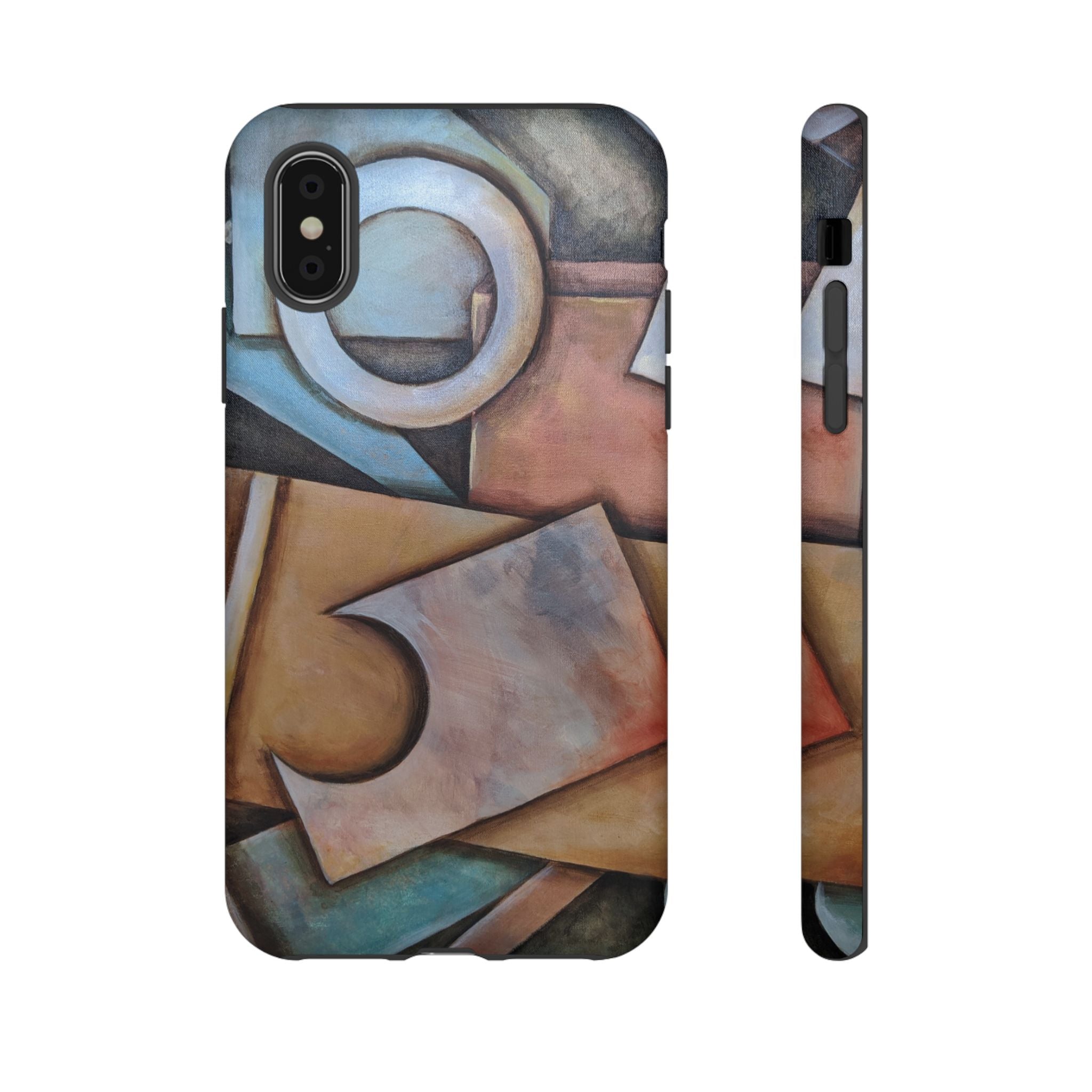 Abstract Geometric Tough Phone Case – Modern Cubist Art Protection