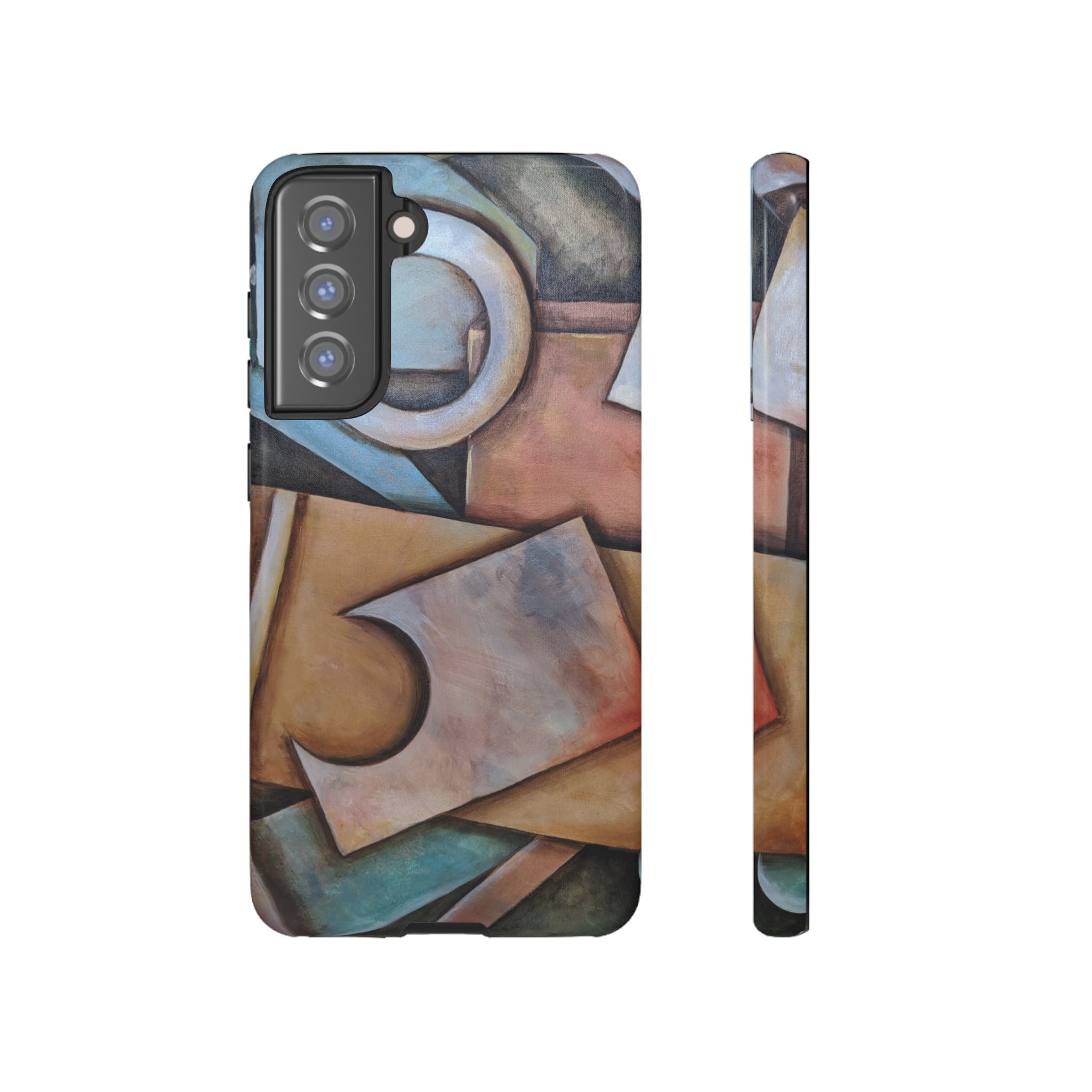 Abstract Geometric Tough Phone Case – Modern Cubist Art Protection