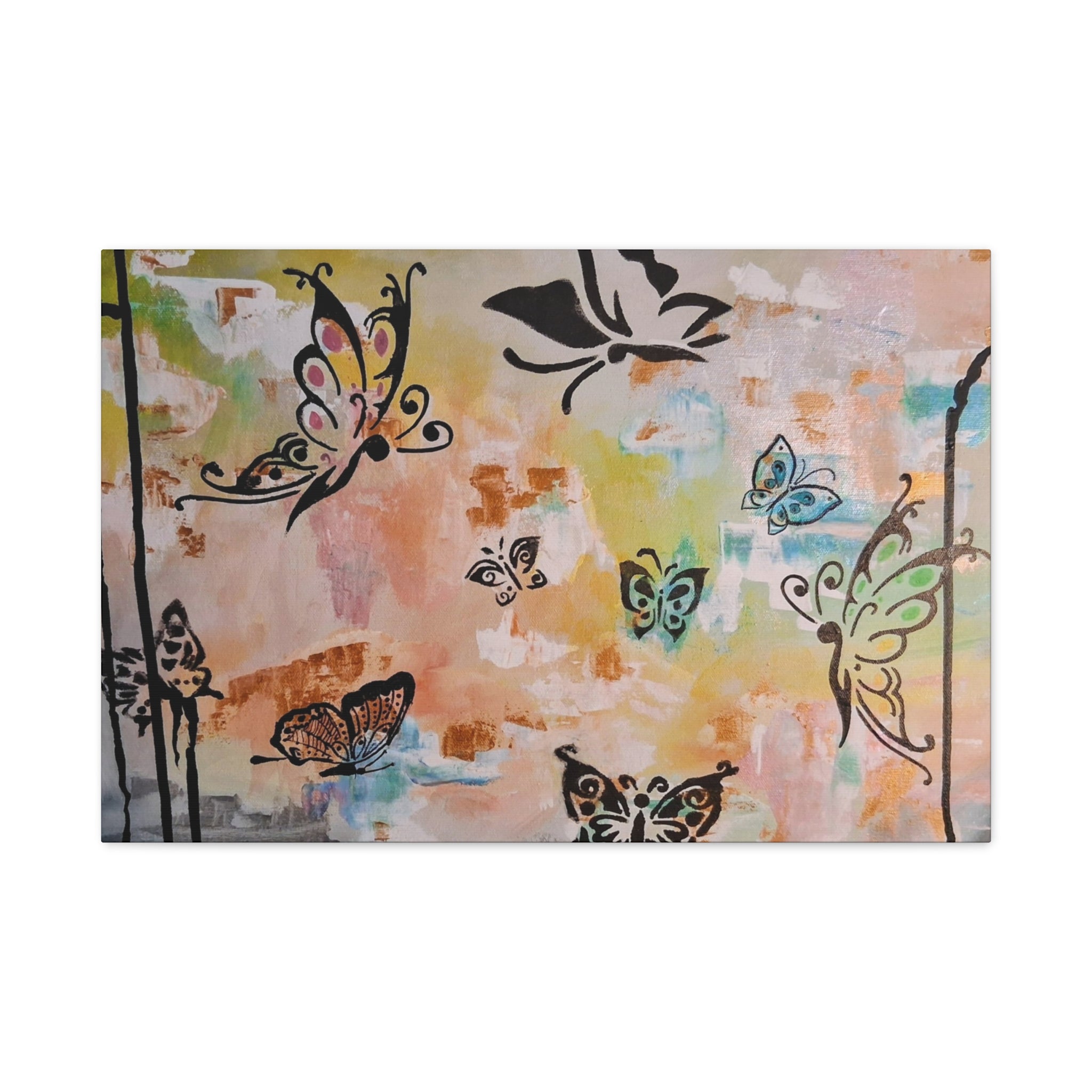 GUARDIANS OF THE FLOWERS - Butterfly Abstract Matte Canvas Wall Art – Stretched 1.25"Deep