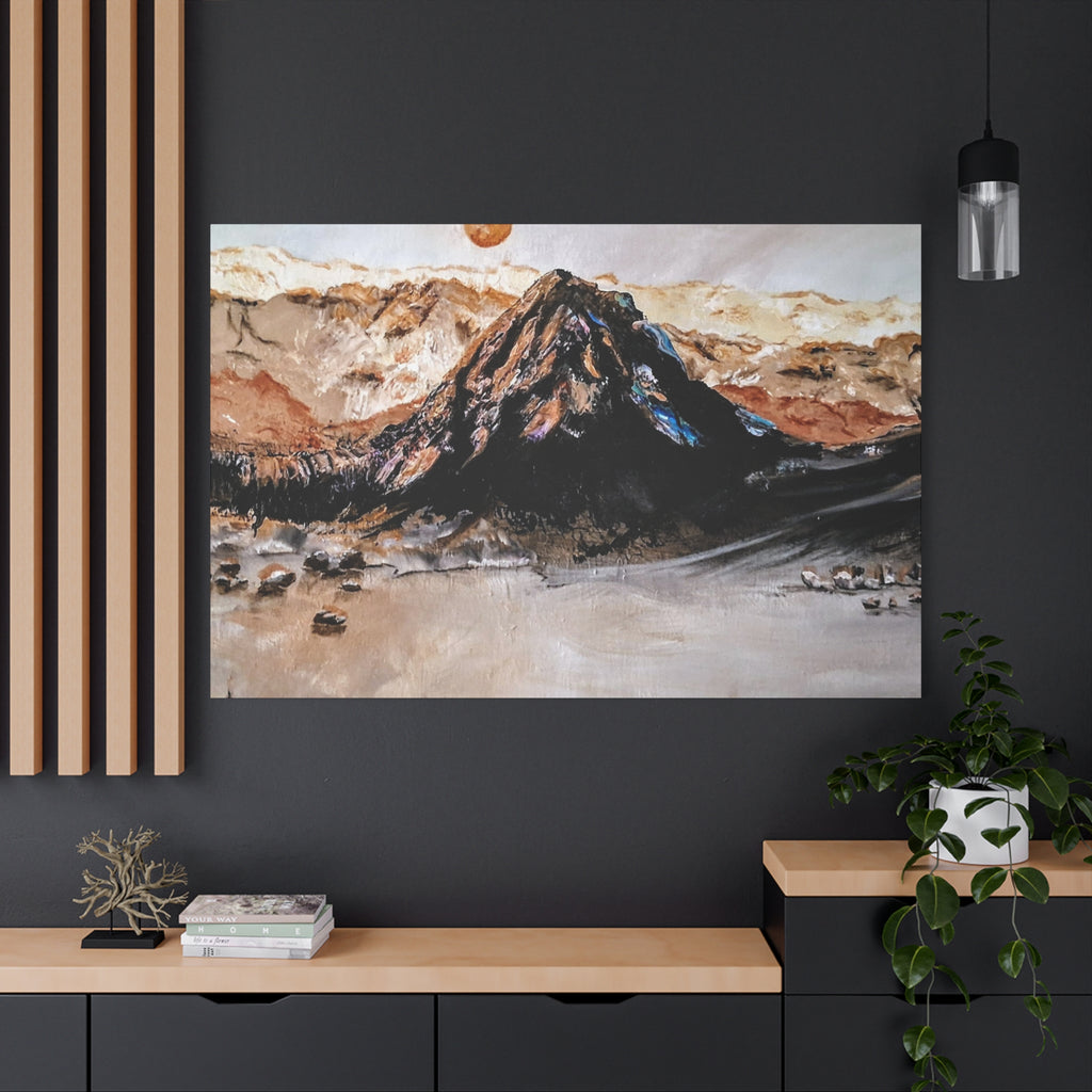 MOON OVER THE MOUNTAINS - Abstract Mountain Landscape Canvas Print — Matte Stretched Wall Art