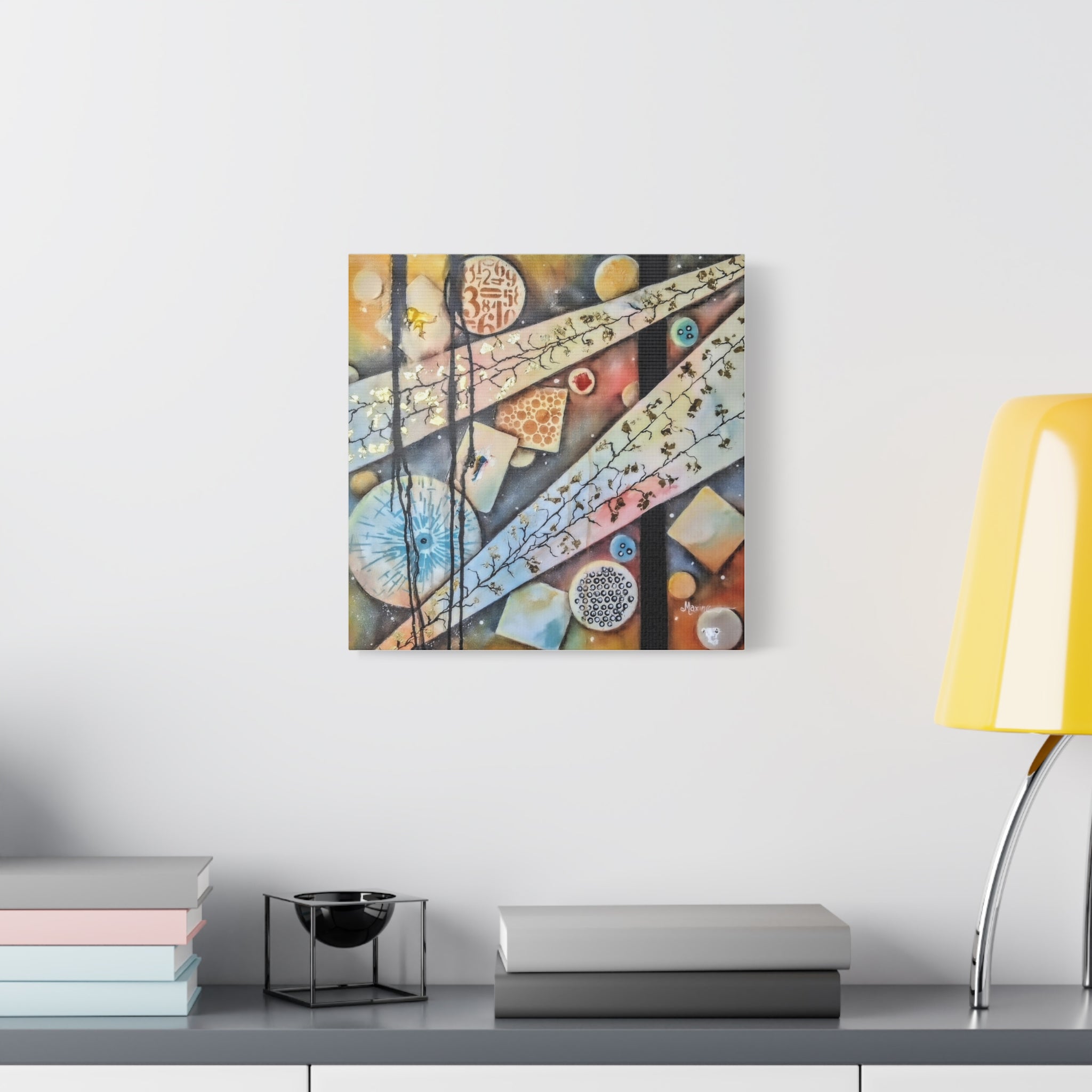 GOLDEN CARTOGRAPHY OF THE UNSEEN - Abstract Botanical Geometry Canvas Print – Modern Stretched Wall Art
