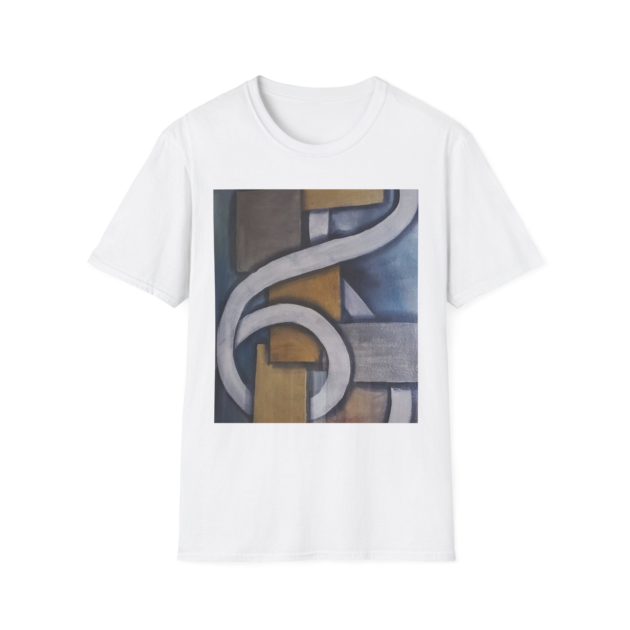 METALIC BLOCKS - Abstract Geometric Art T-Shirt — Modern Neutral Palette Design