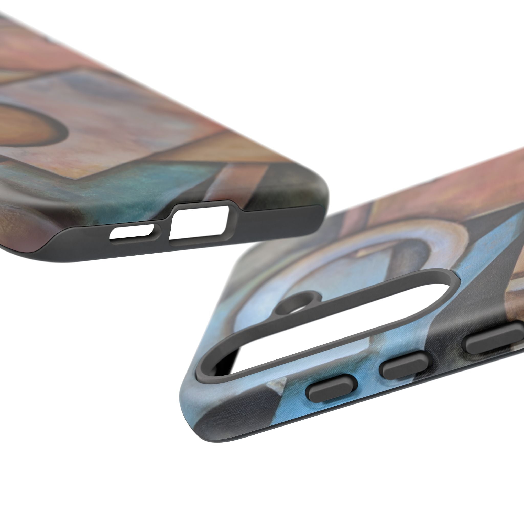 Abstract Geometric Tough Phone Case – Modern Cubist Art Protection