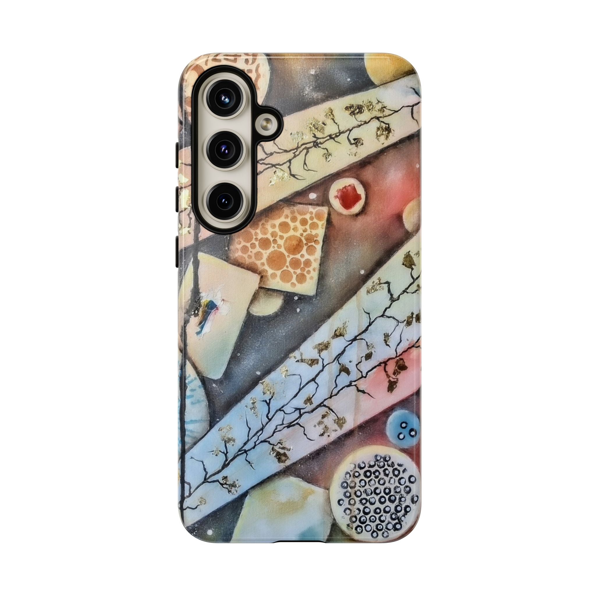 GOLDEN CARTOGRAPHY OF THE UNSEEN - Artistic Botanical Phone Case – Watercolor Nature Pattern Tough Case