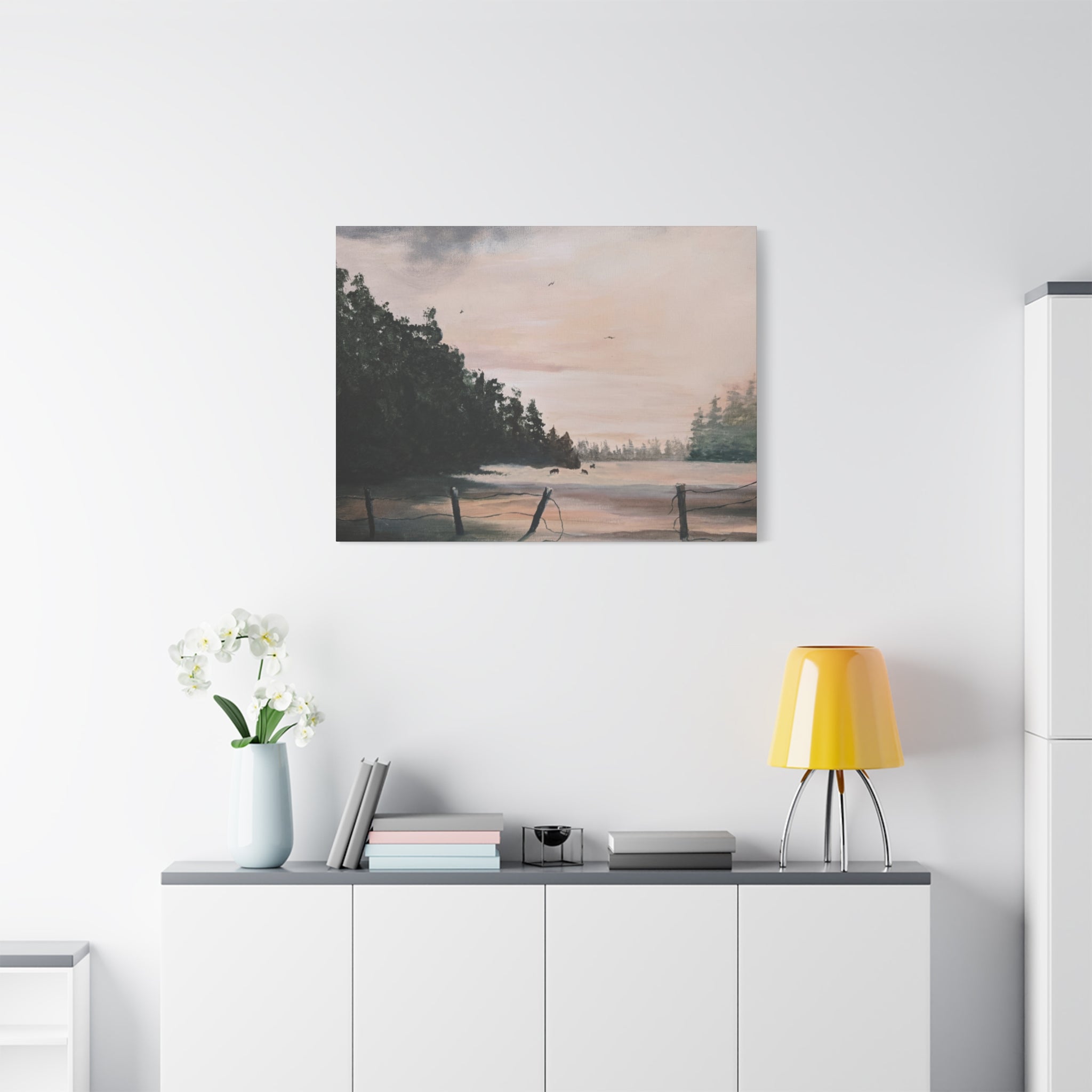 EARLY MORNING IN MONTANA -  Landscape Matte Canvas Print — Serene Forest Wall Art