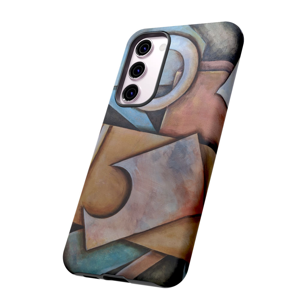 Abstract Geometric Tough Phone Case – Modern Cubist Art Protection
