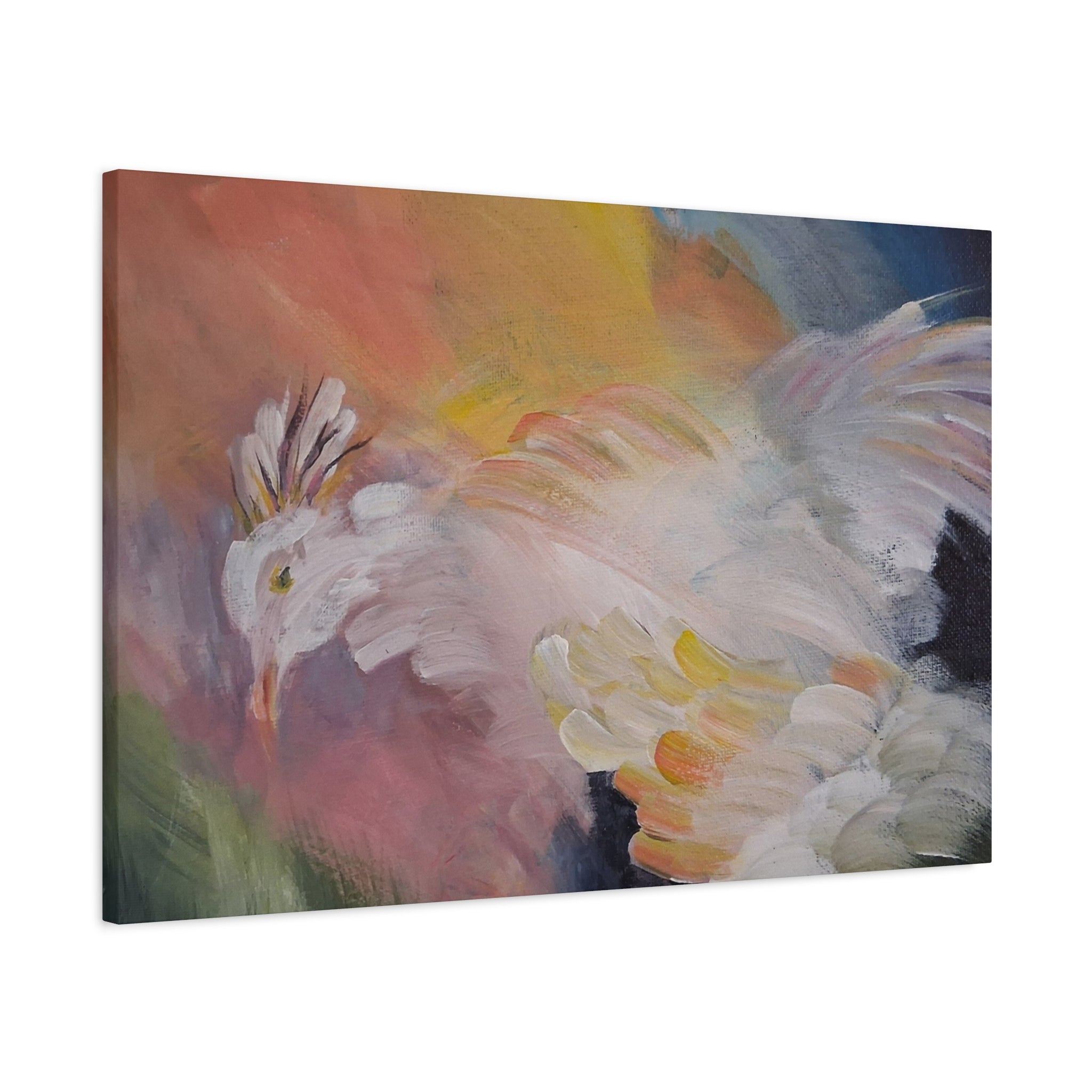 RISE OF THE RADIENT HEN - Art Canvas Print — Soft Pastel Bird Wall Art, Matte Stretched 1.25"