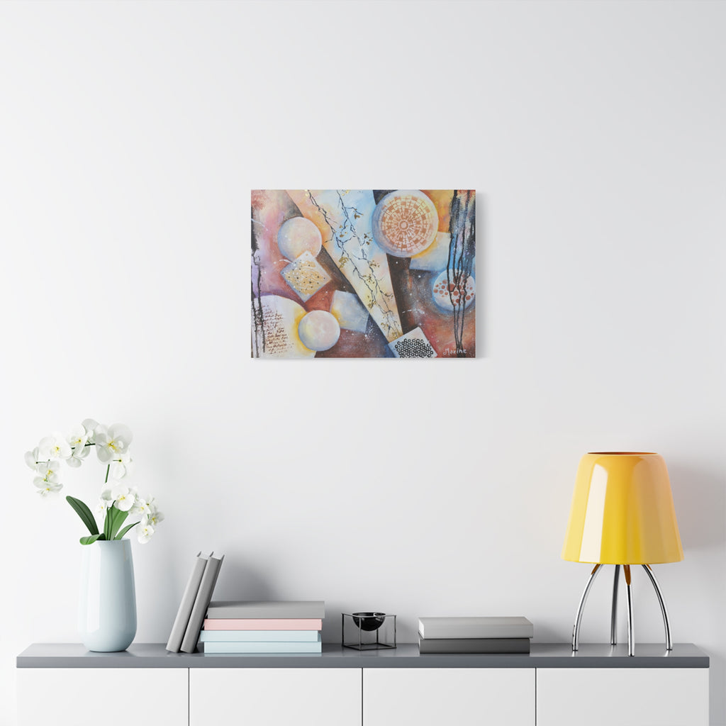 GOLDEN CARTOGRAPHY OF THE FIRE MERIDIAN - Abstract Geometric Canvas Art – Modern Stretched Matte Wall Decor