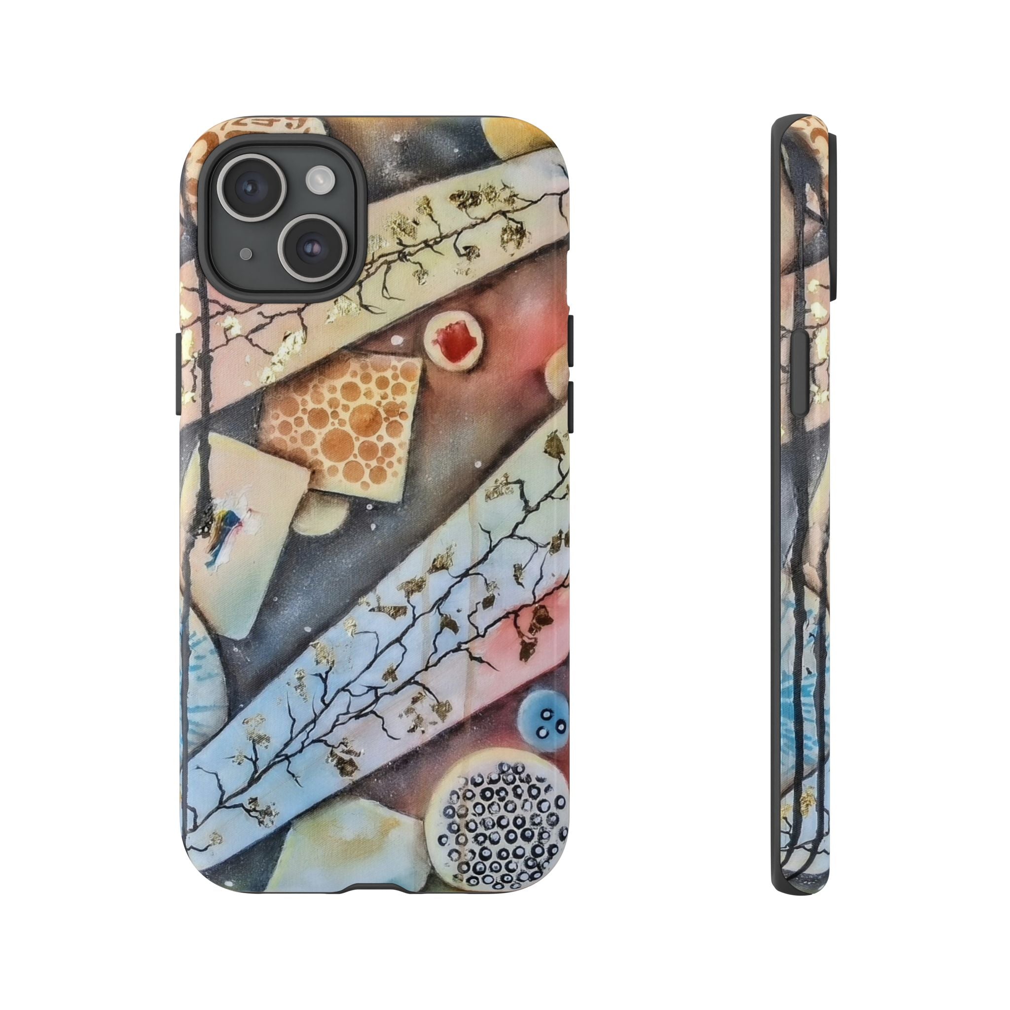 GOLDEN CARTOGRAPHY OF THE UNSEEN - Artistic Botanical Phone Case – Watercolor Nature Pattern Tough Case