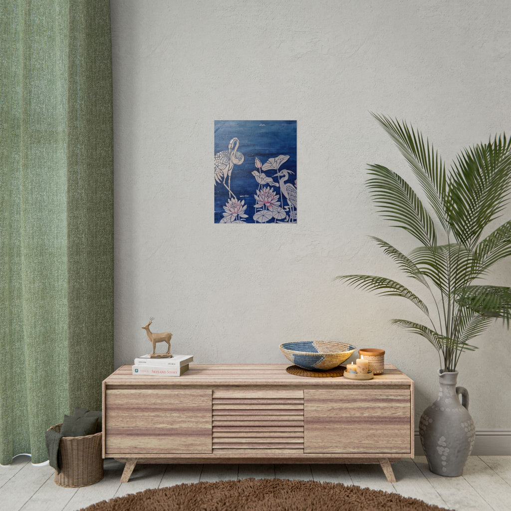 WATER LILLY SONOTA - Lotus & Heron Botanical Poster