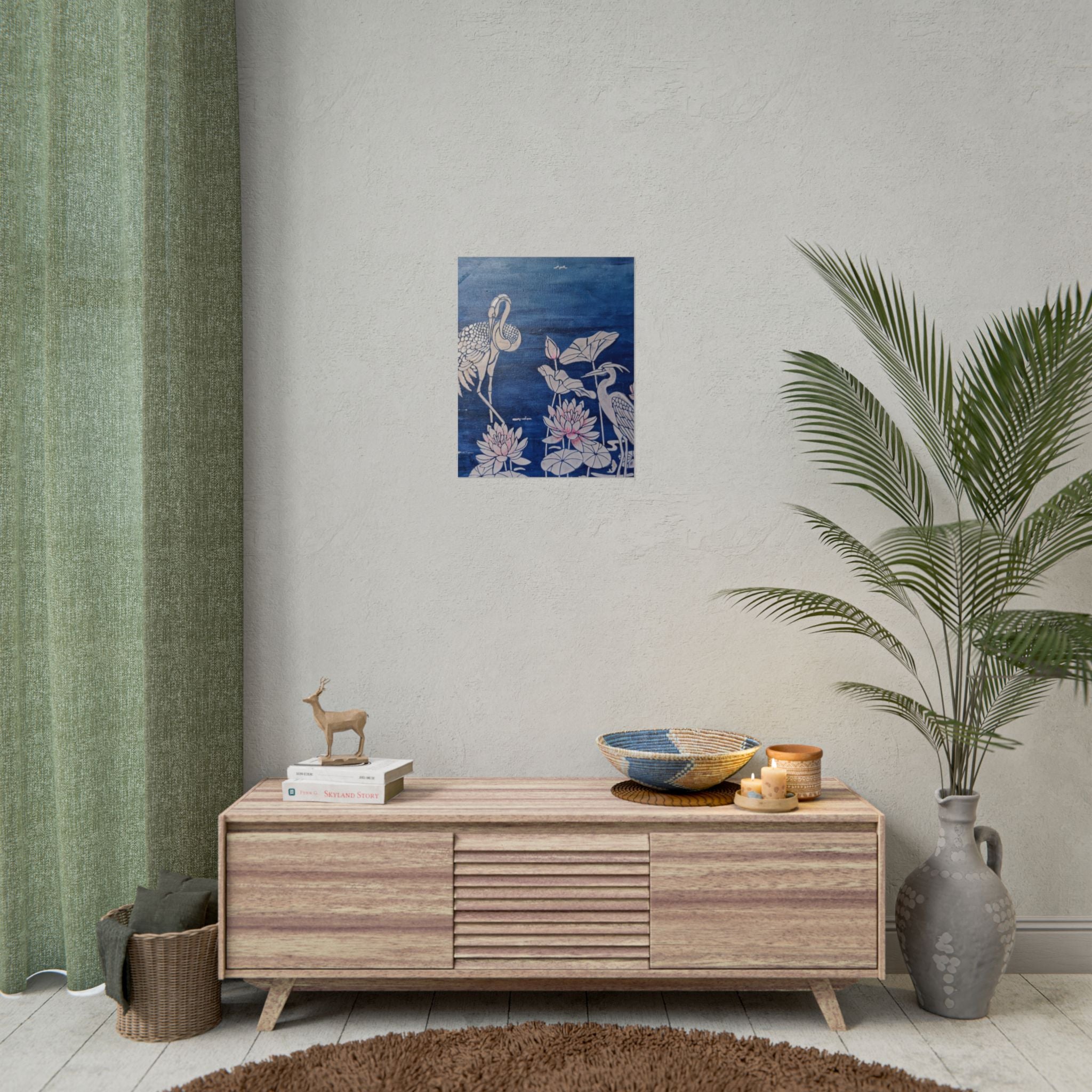 WATER LILLY SONOTA - Lotus & Heron Botanical Poster