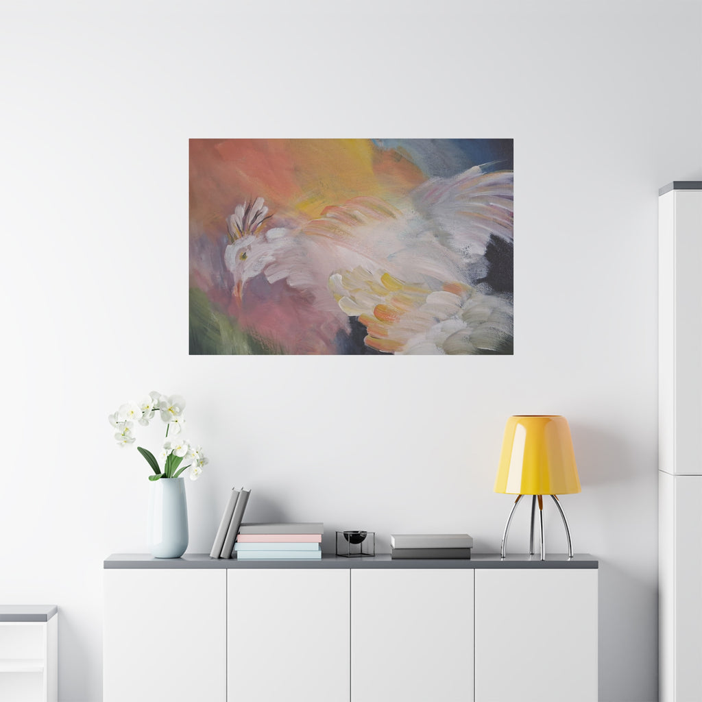RISE OF THE RADIENT HEN - Art Canvas Print — Soft Pastel Bird Wall Art, Matte Stretched 1.25"