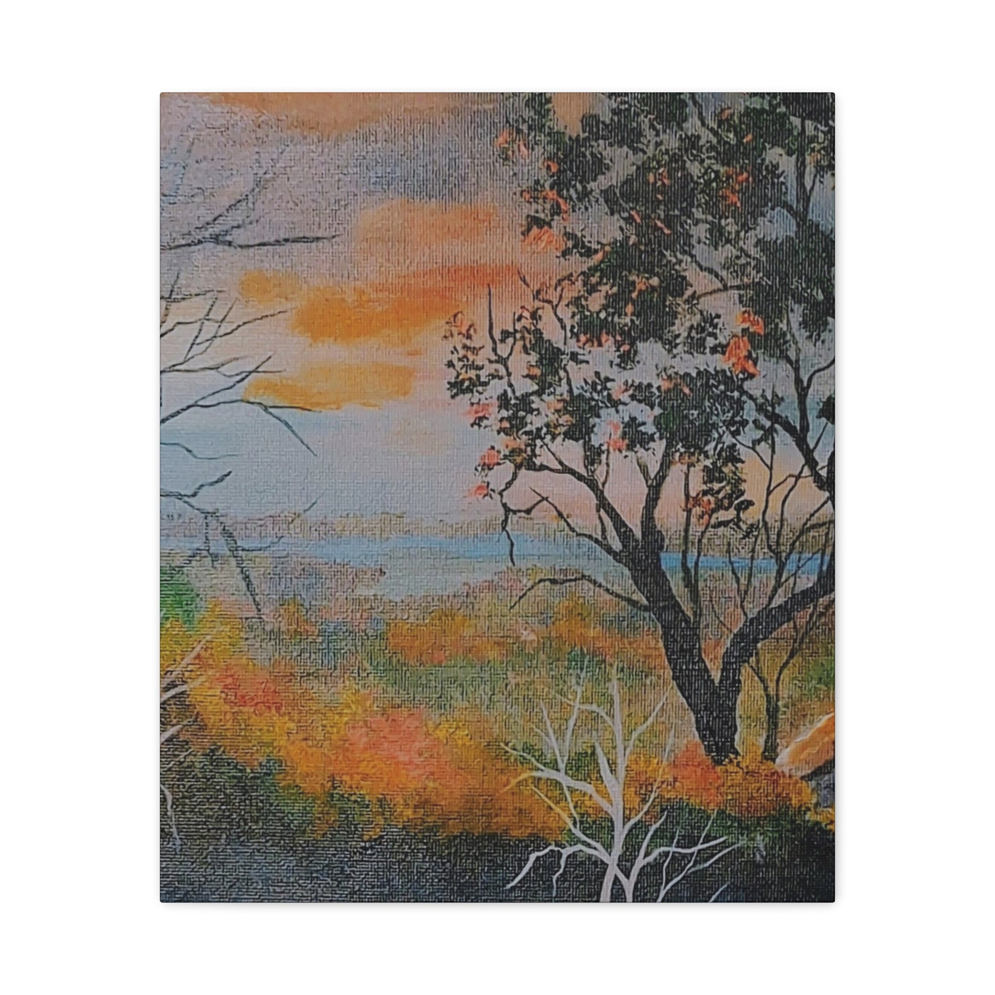 EVENING NEAR THE HUDSON RIVER - Sunset Landscape Canvas Print — Seaside Tree Matte Stretched Wall Art