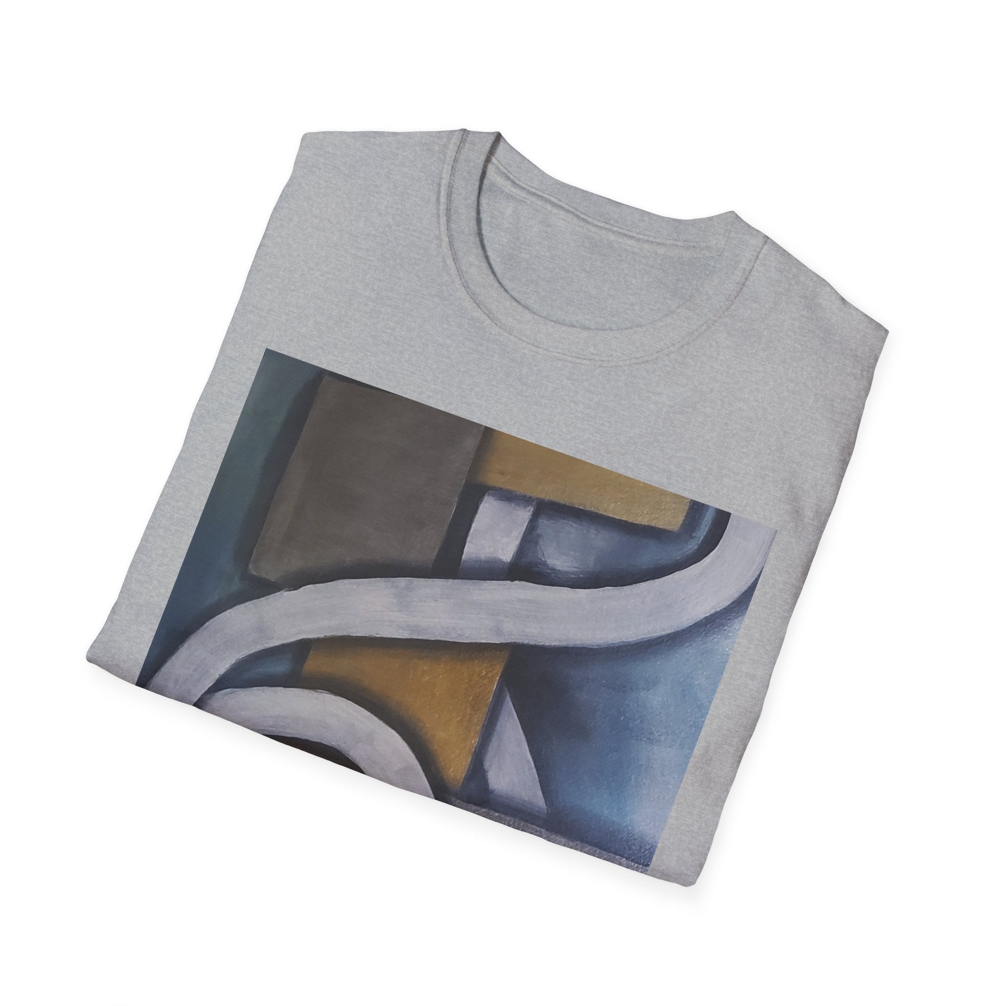 METALIC BLOCKS - Abstract Geometric Art T-Shirt — Modern Neutral Palette Design