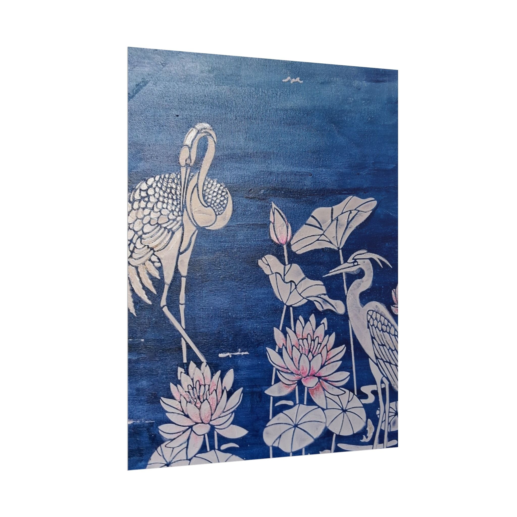 WATER LILLY SONOTA - Lotus & Heron Botanical Poster