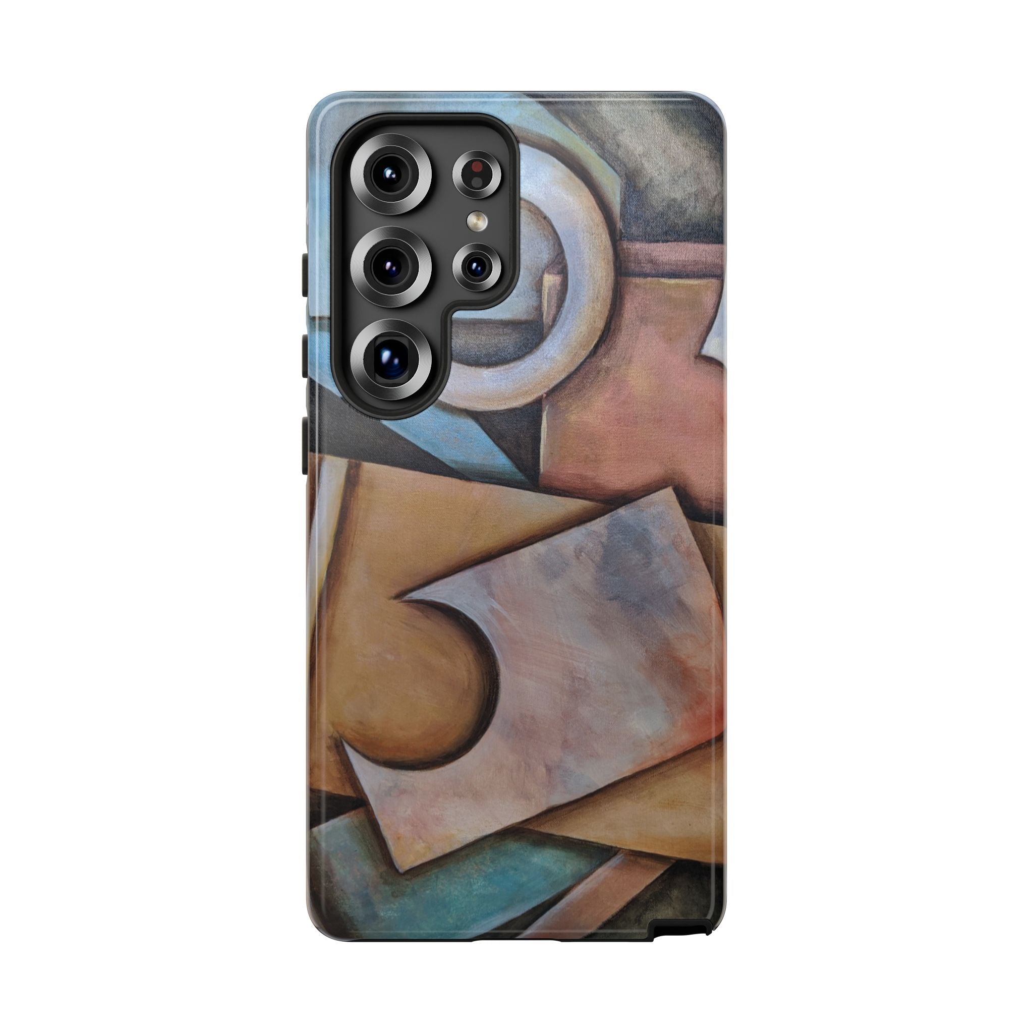 Abstract Geometric Tough Phone Case – Modern Cubist Art Protection
