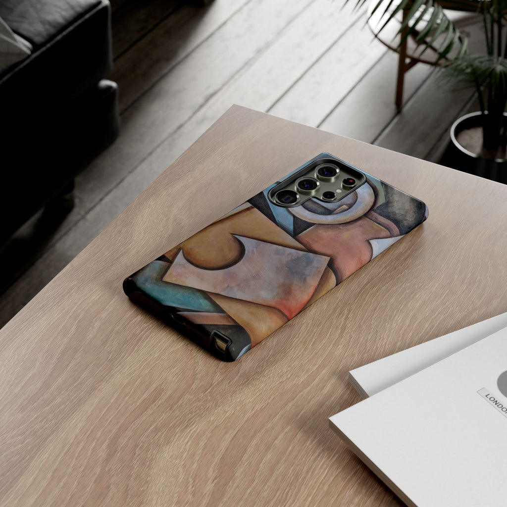 Abstract Geometric Tough Phone Case – Modern Cubist Art Protection