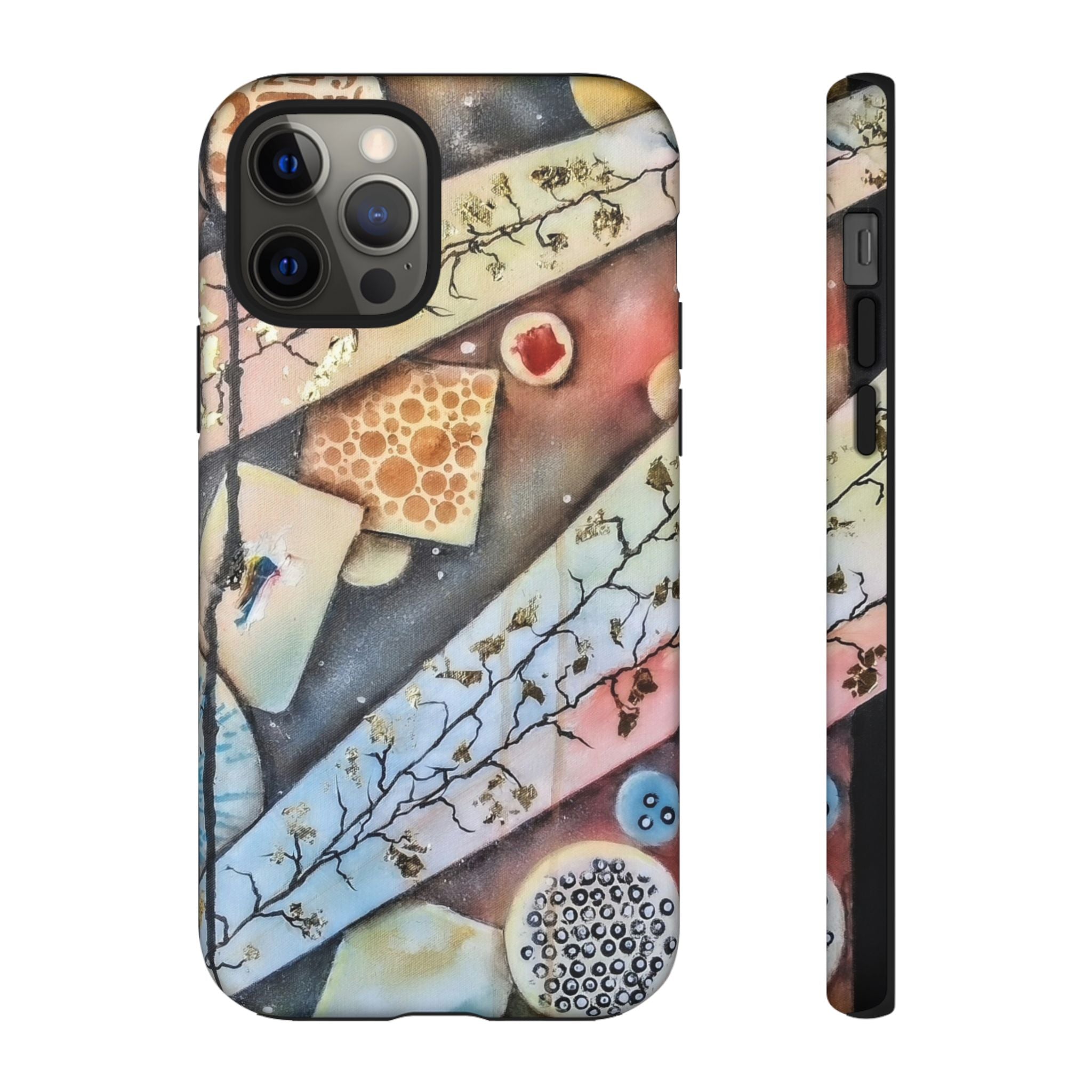 GOLDEN CARTOGRAPHY OF THE UNSEEN - Artistic Botanical Phone Case – Watercolor Nature Pattern Tough Case