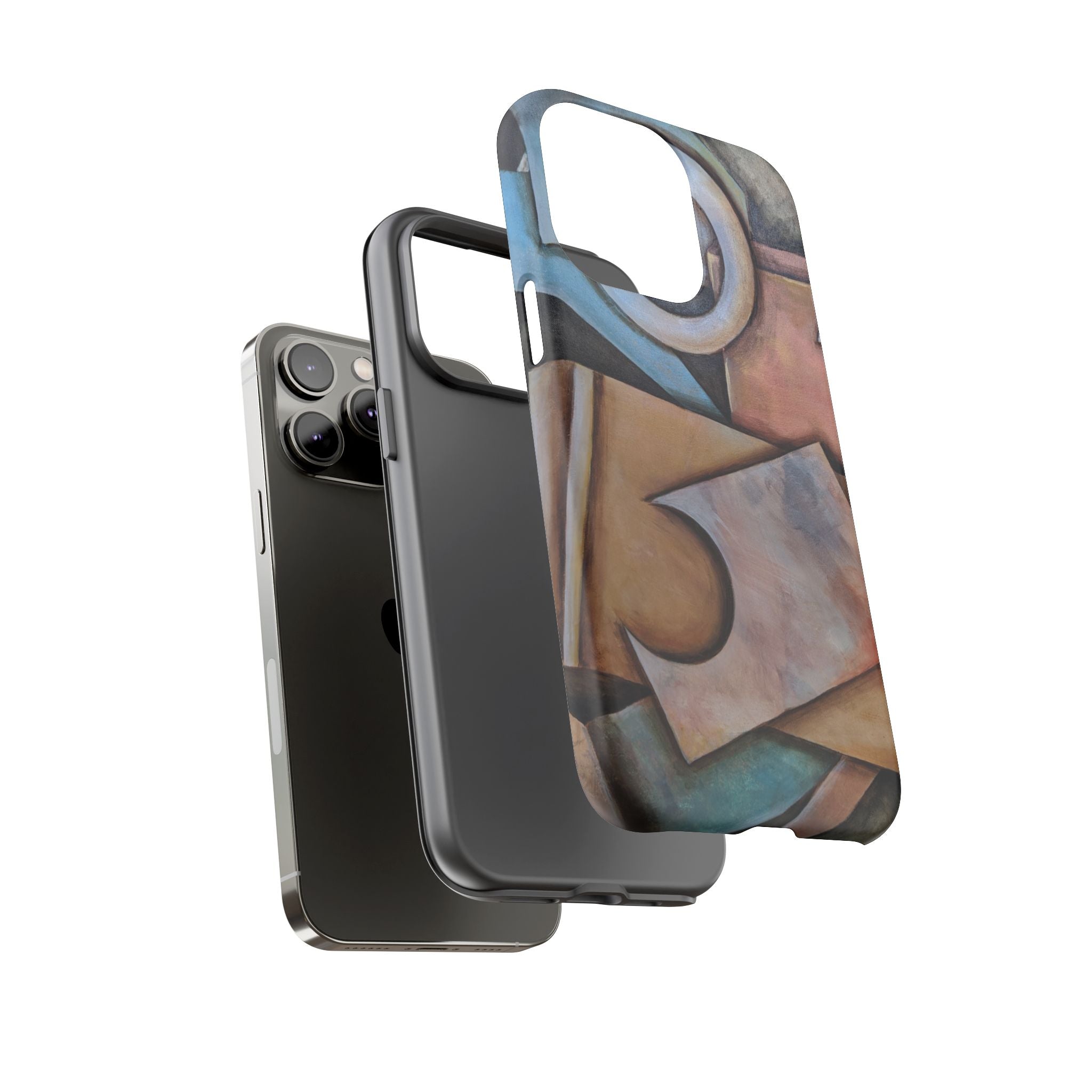Abstract Geometric Tough Phone Case – Modern Cubist Art Protection