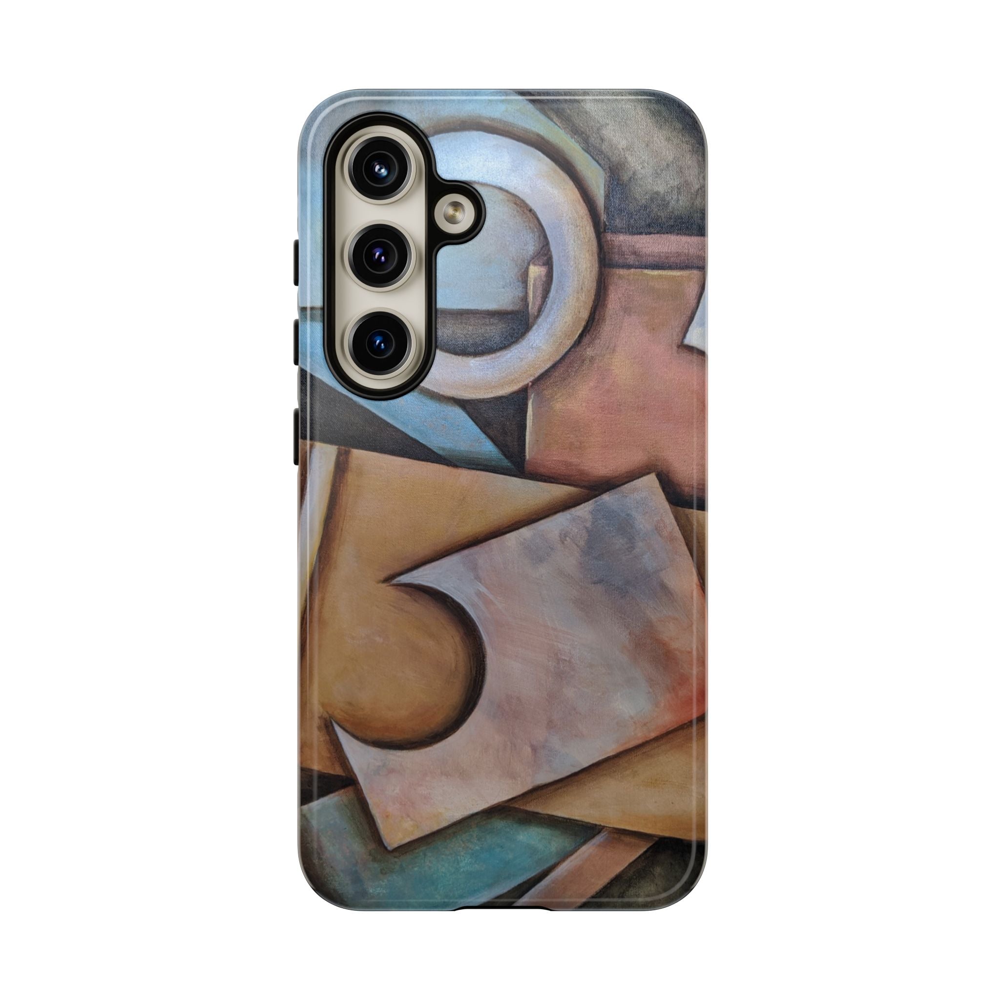 Abstract Geometric Tough Phone Case – Modern Cubist Art Protection