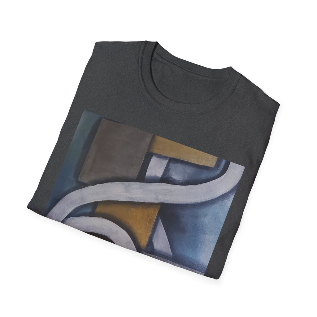 METALIC BLOCKS - Abstract Geometric Art T-Shirt — Modern Neutral Palette Design