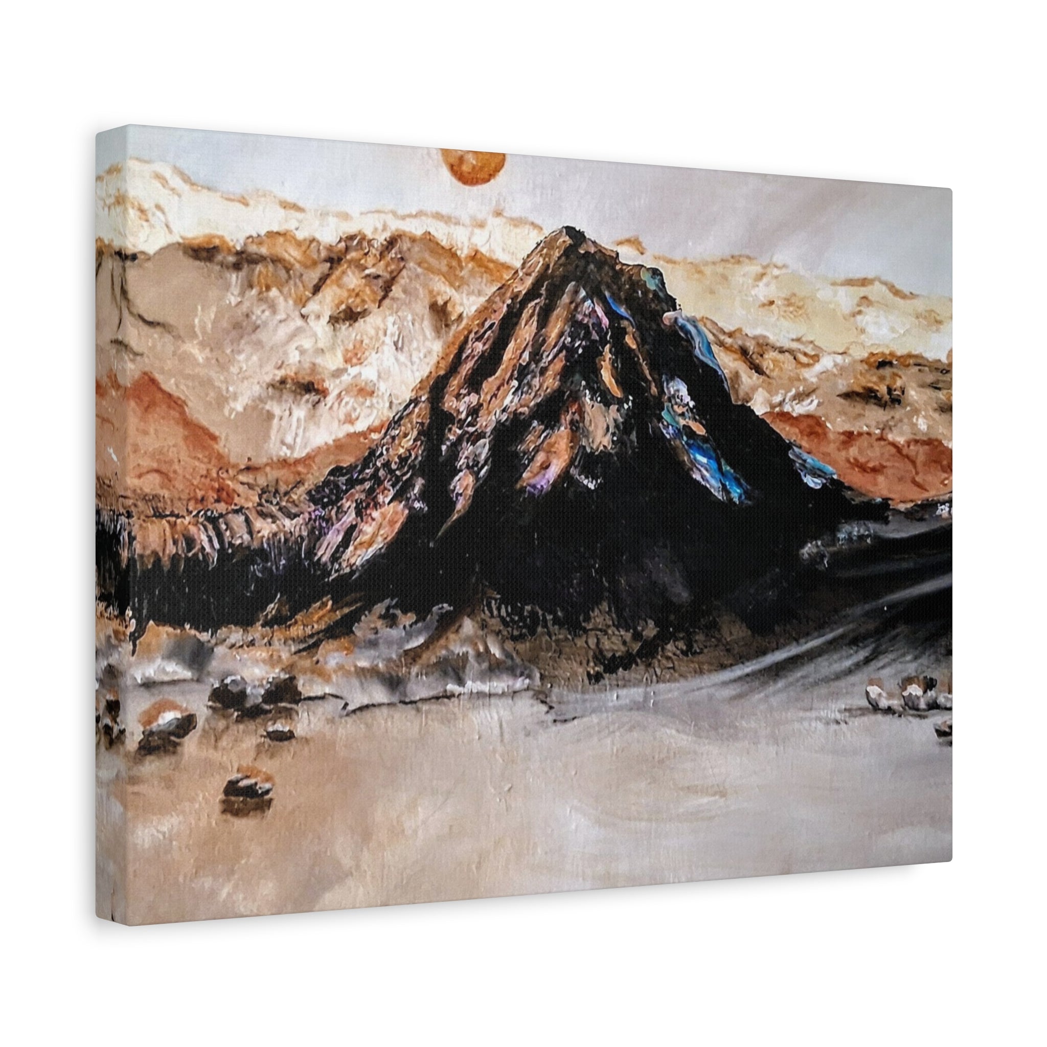 MOON OVER THE MOUNTAINS - Abstract Mountain Landscape Canvas Print — Matte Stretched Wall Art