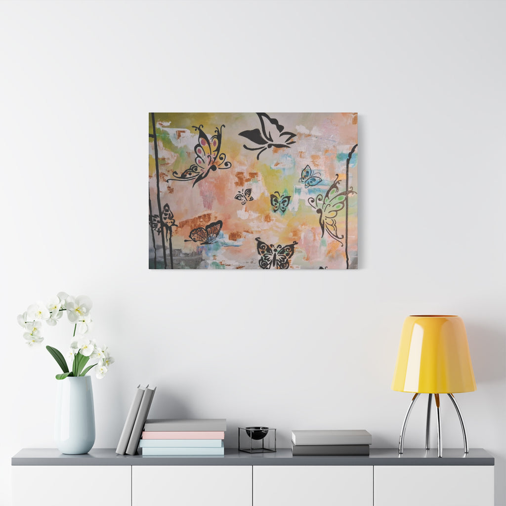 GUARDIANS OF THE FLOWERS - Butterfly Abstract Matte Canvas Wall Art – Stretched 1.25"Deep