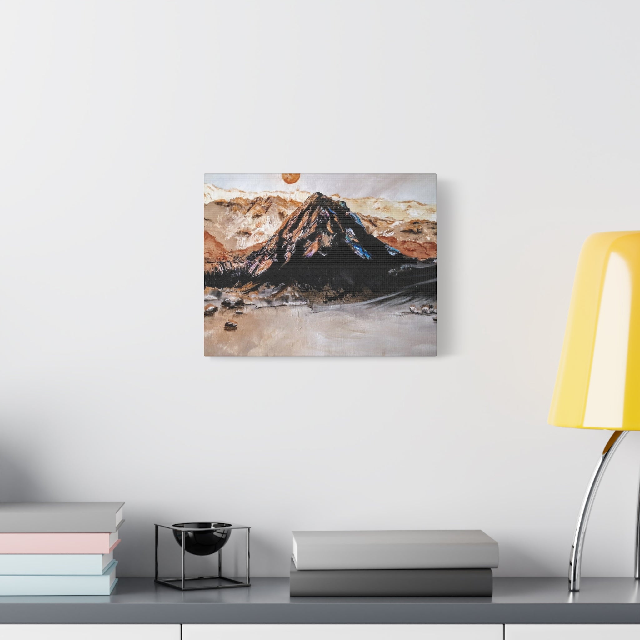 MOON OVER THE MOUNTAINS - Abstract Mountain Landscape Canvas Print — Matte Stretched Wall Art