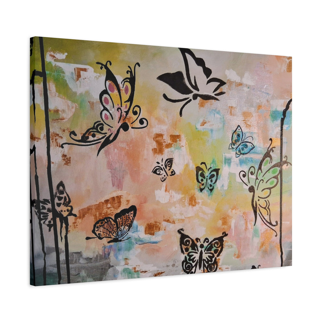 GUARDIANS OF THE FLOWERS - Butterfly Abstract Matte Canvas Wall Art – Stretched 1.25"Deep