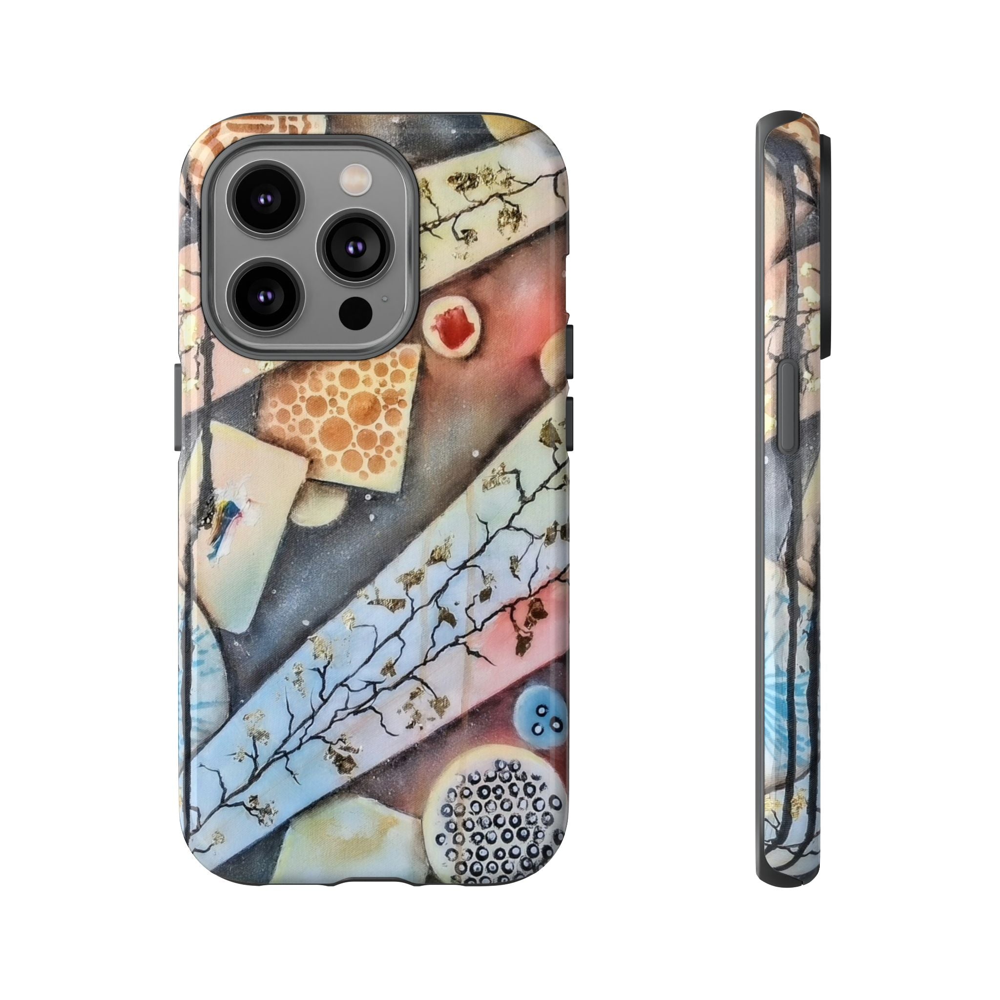 GOLDEN CARTOGRAPHY OF THE UNSEEN - Artistic Botanical Phone Case – Watercolor Nature Pattern Tough Case