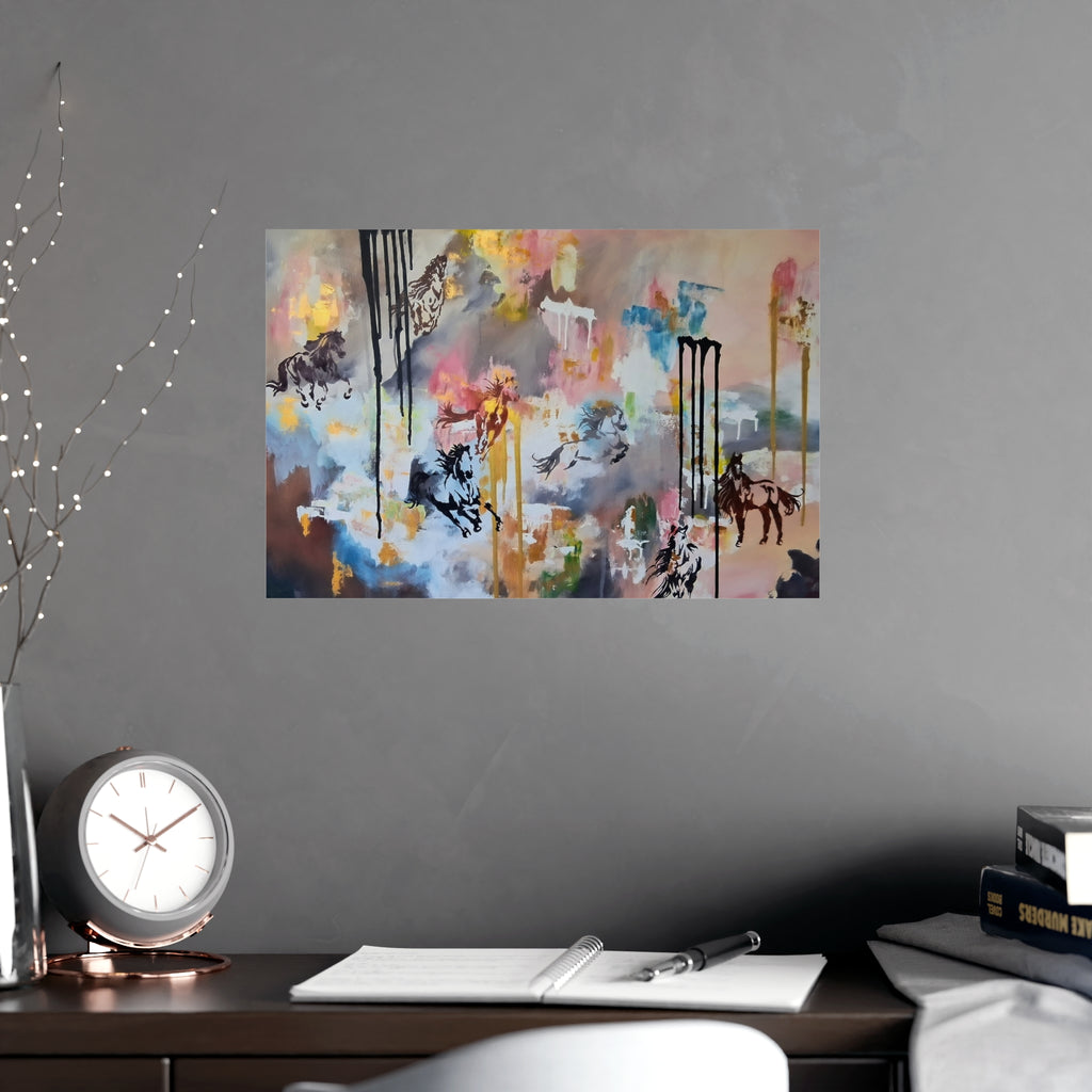 GUARDIAN OF THE QUIET PLAINS -Abstract Horse Art Poster — Matte Horizontal/Vertical Wall Print